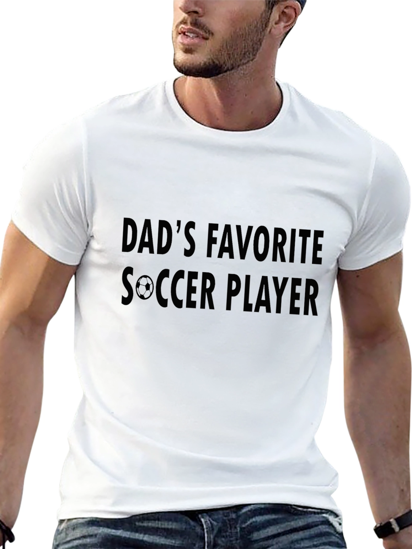Black Dad's Favorite Soccer Player Black T-Shirt view 13
