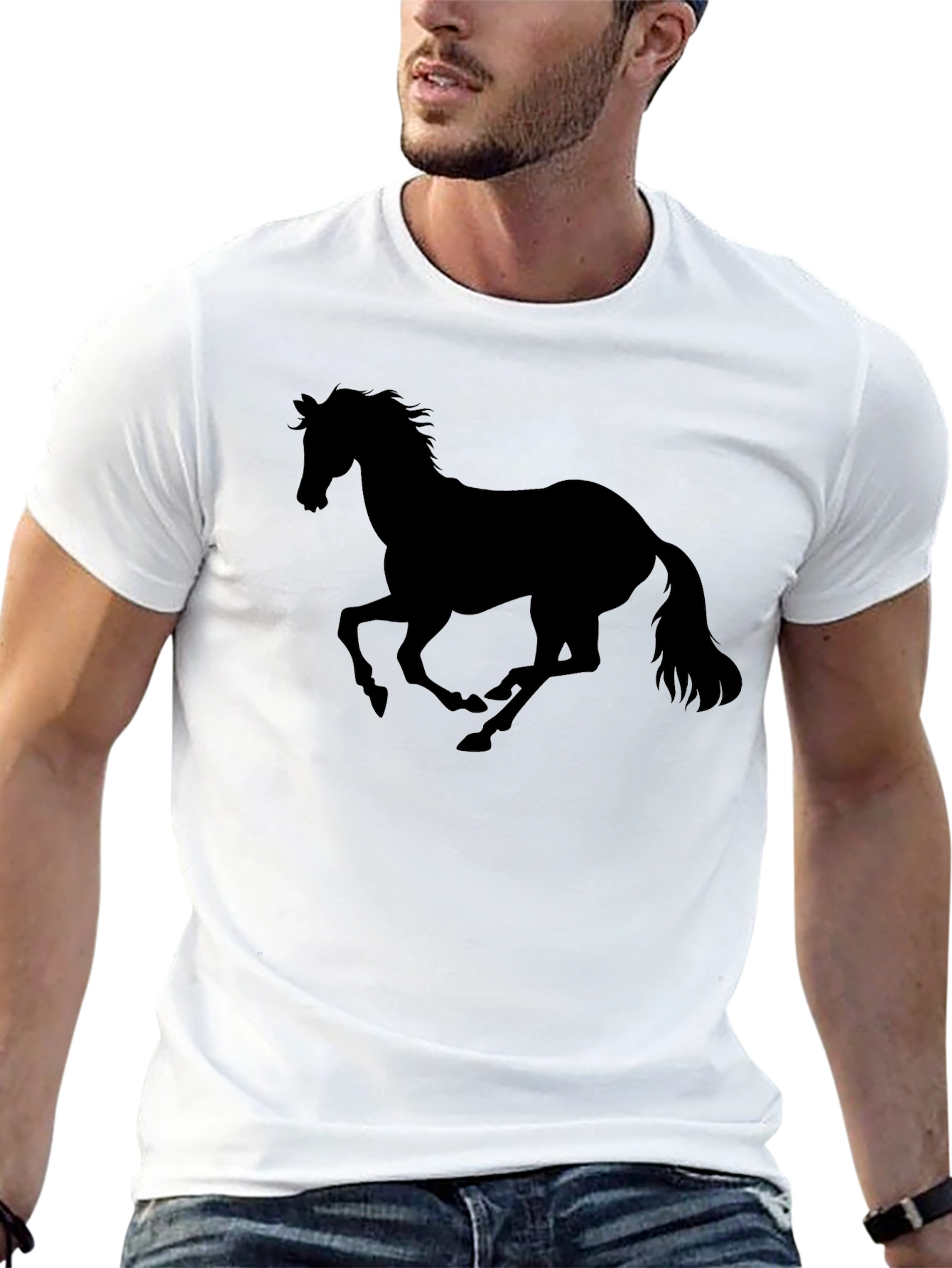 Black Black Horse Silhouette Graphic Tee - Men's Casual Top view 13