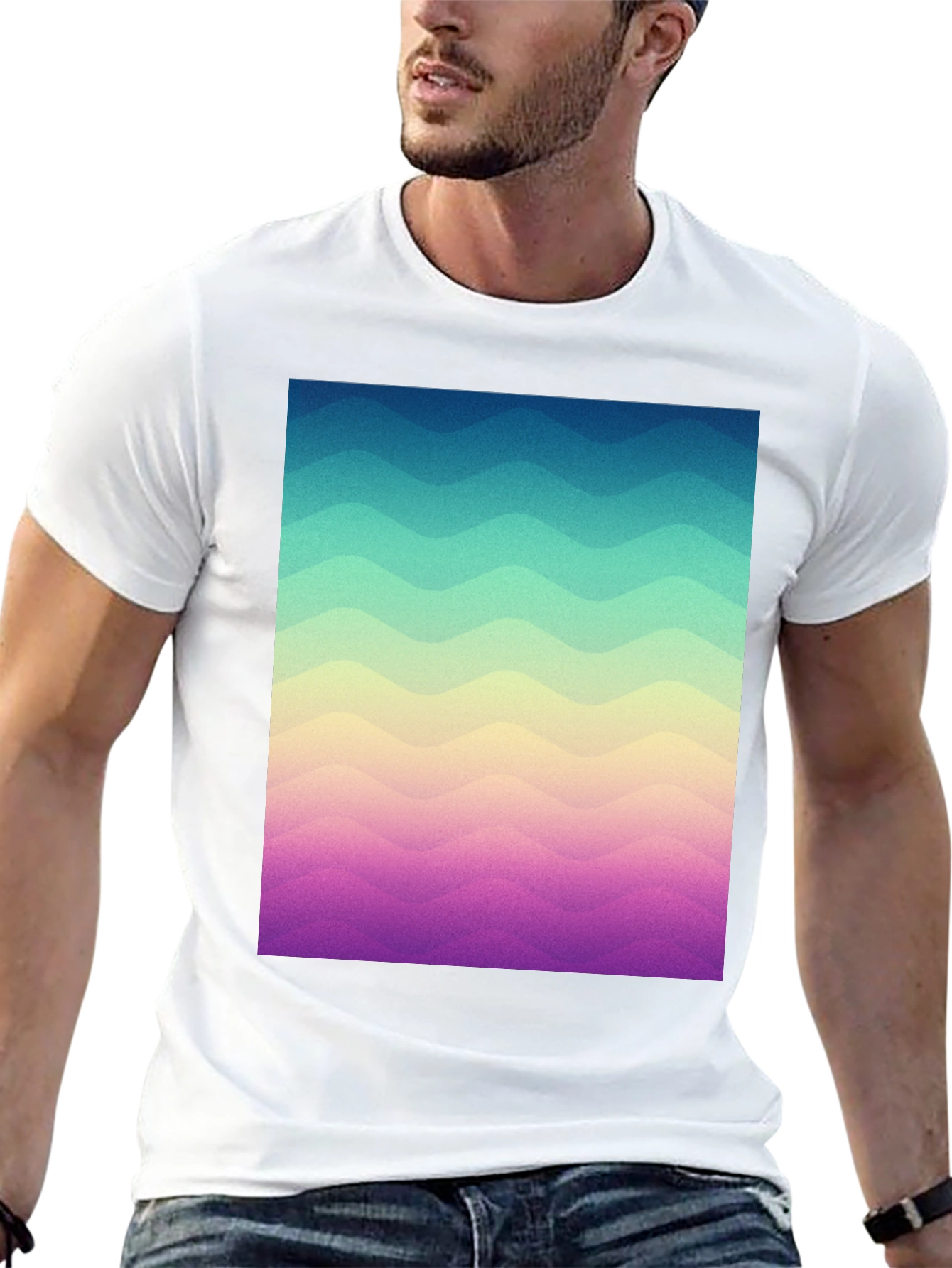 Black Wavy Gradient T-Shirt - Casual Comfort view 13