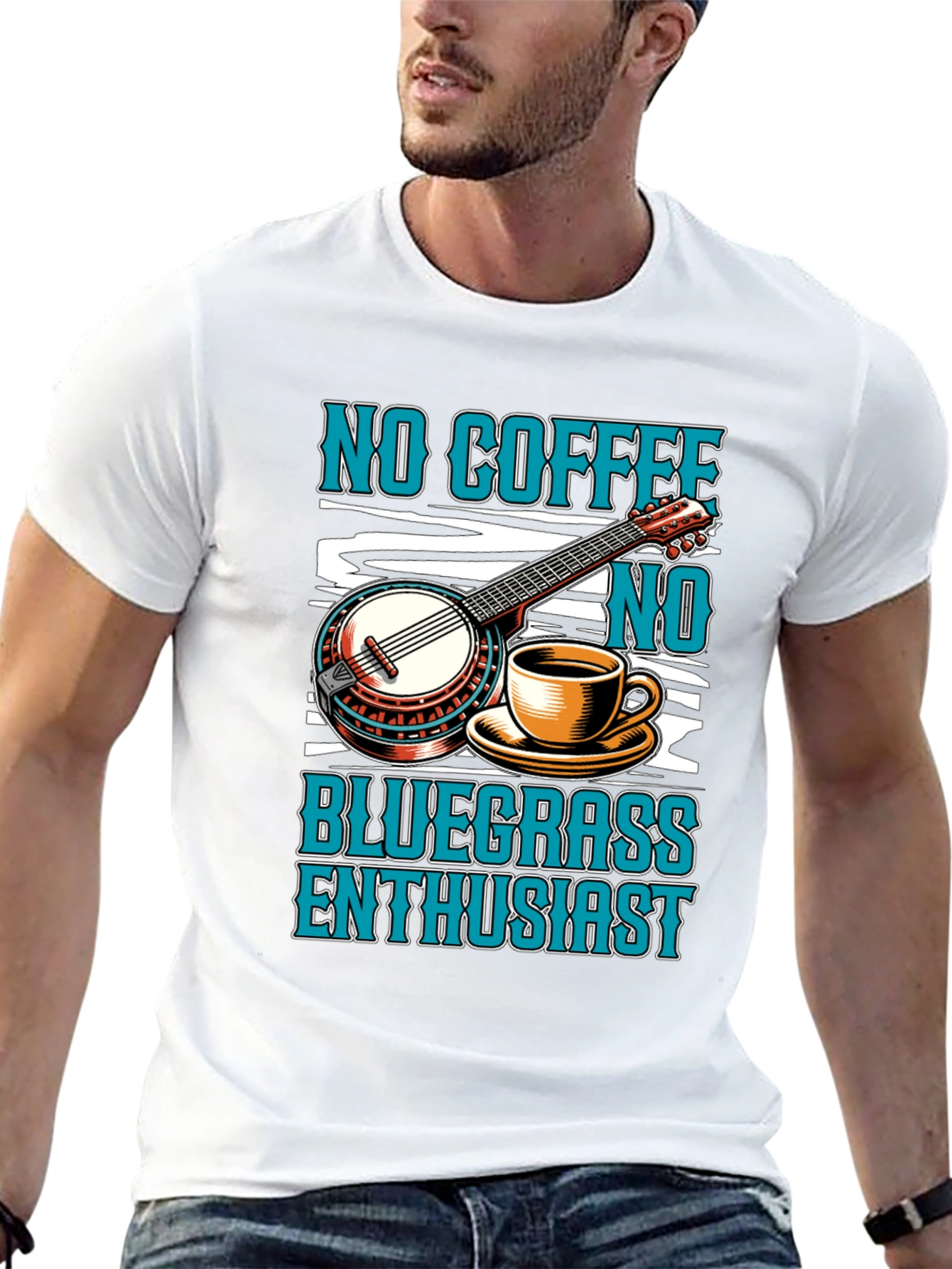 Black No Coffee No Bluegrass Enthusiast T-Shirt view 13