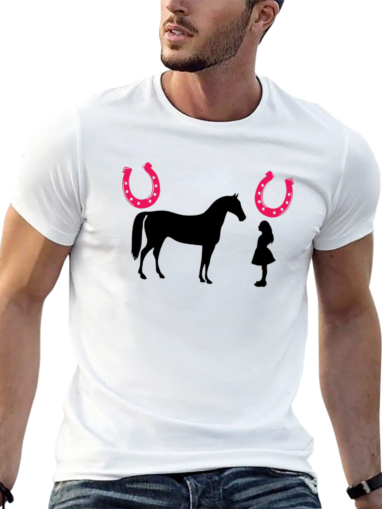 Black Horse and Girl Graphic Tee view 13