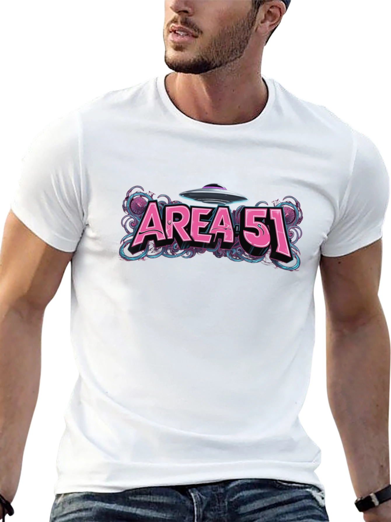 Black Area 51 UFO Graphic Tee view 13