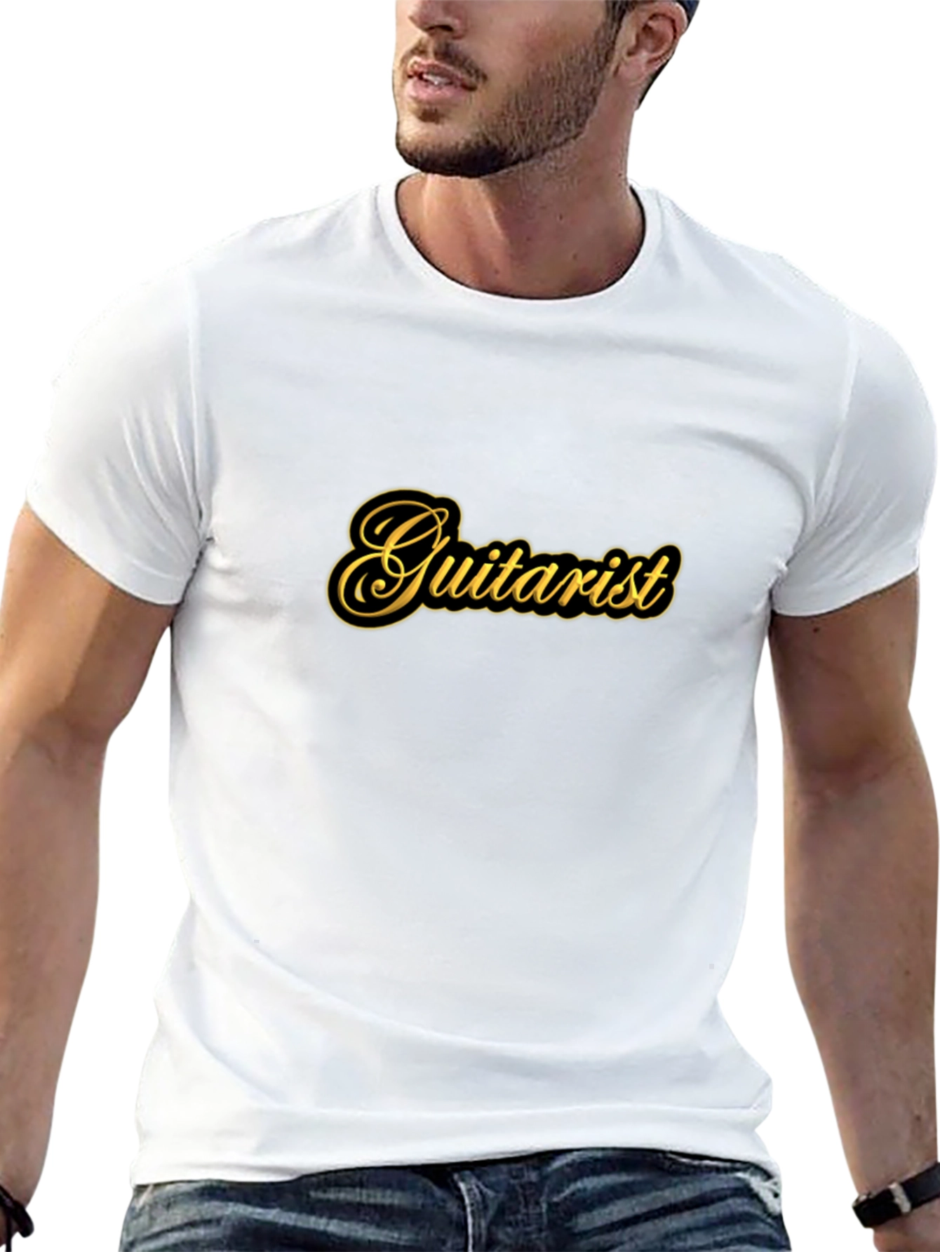 Black Guitarist Black T-Shirt - Music Lover Tee view 13