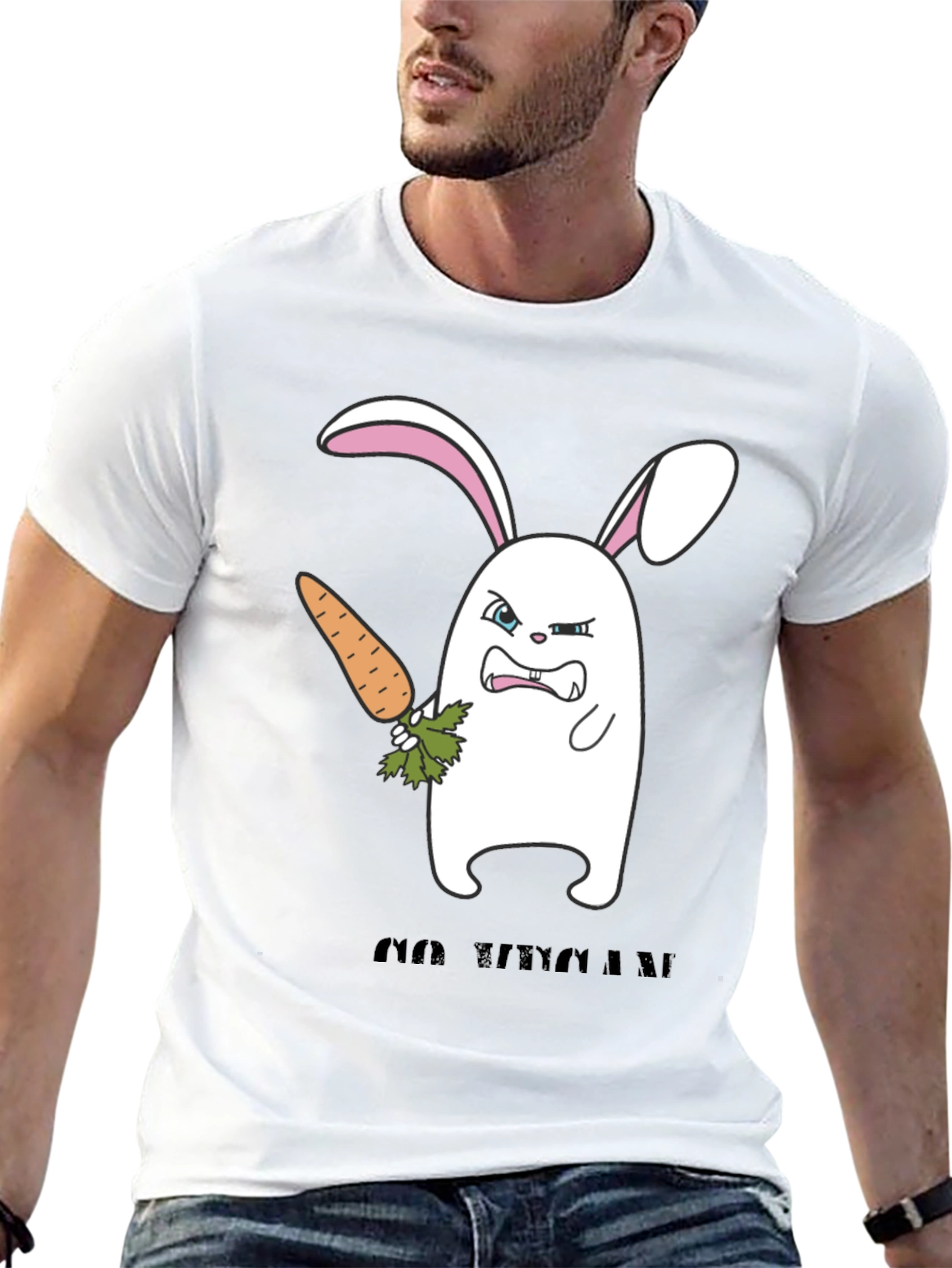 Black Angry Bunny Graphic T-Shirt -  Cute and Edgy Design view 13
