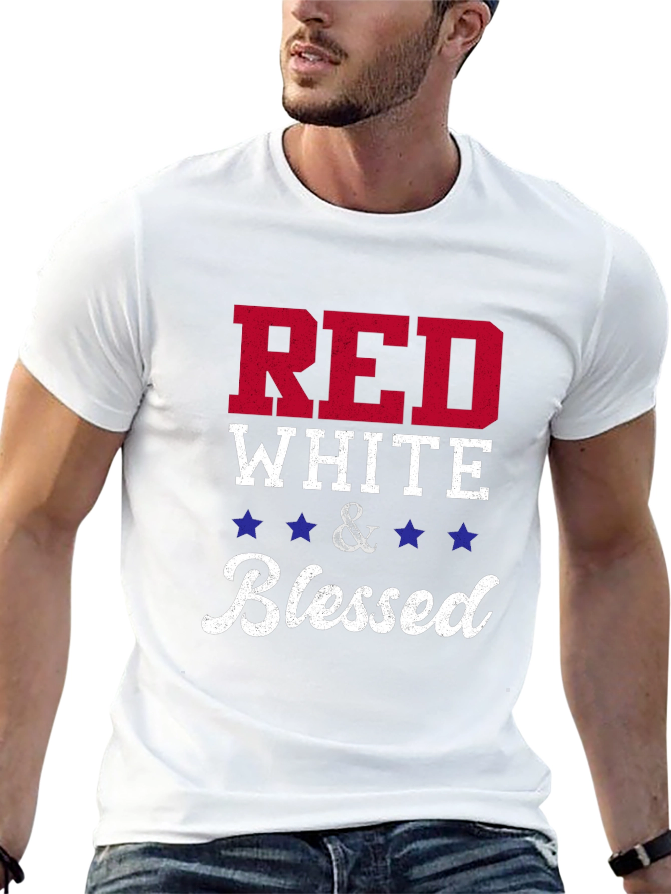 Black Red White & Blessed Patriotic T-Shirt view 13