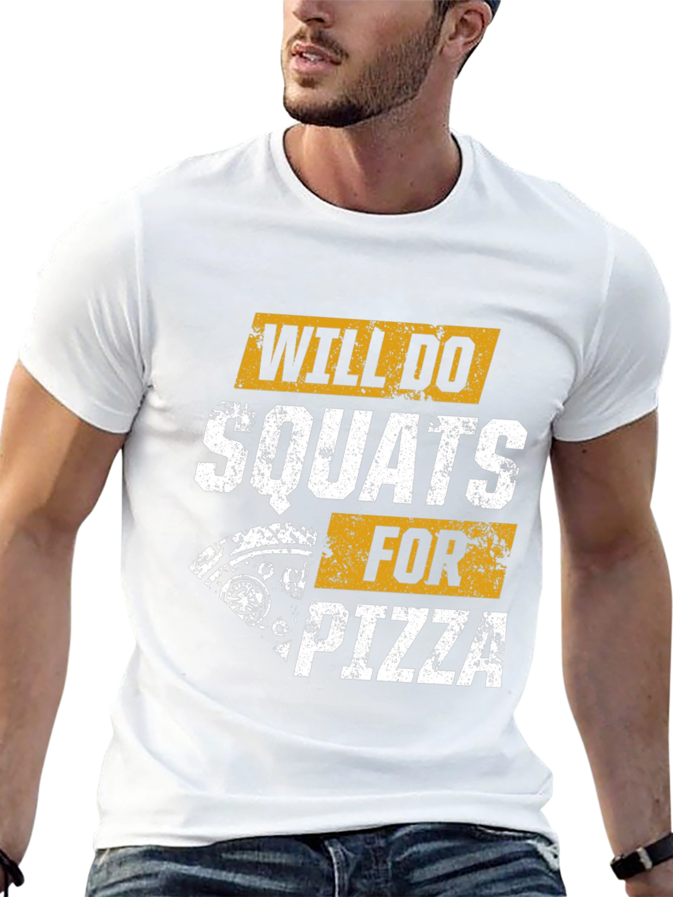 Black Will Do Squats For Pizza T-Shirt view 13