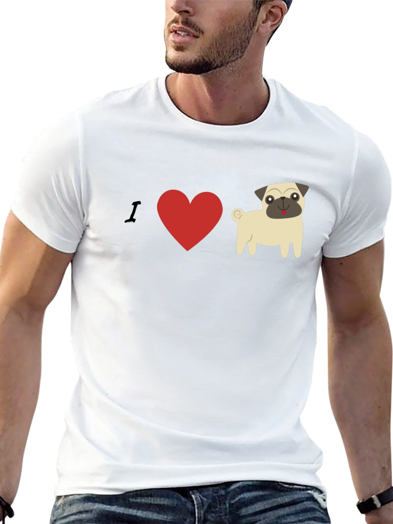 Black I Heart Pugs Graphic Tee - Mens Black T-Shirt view 13