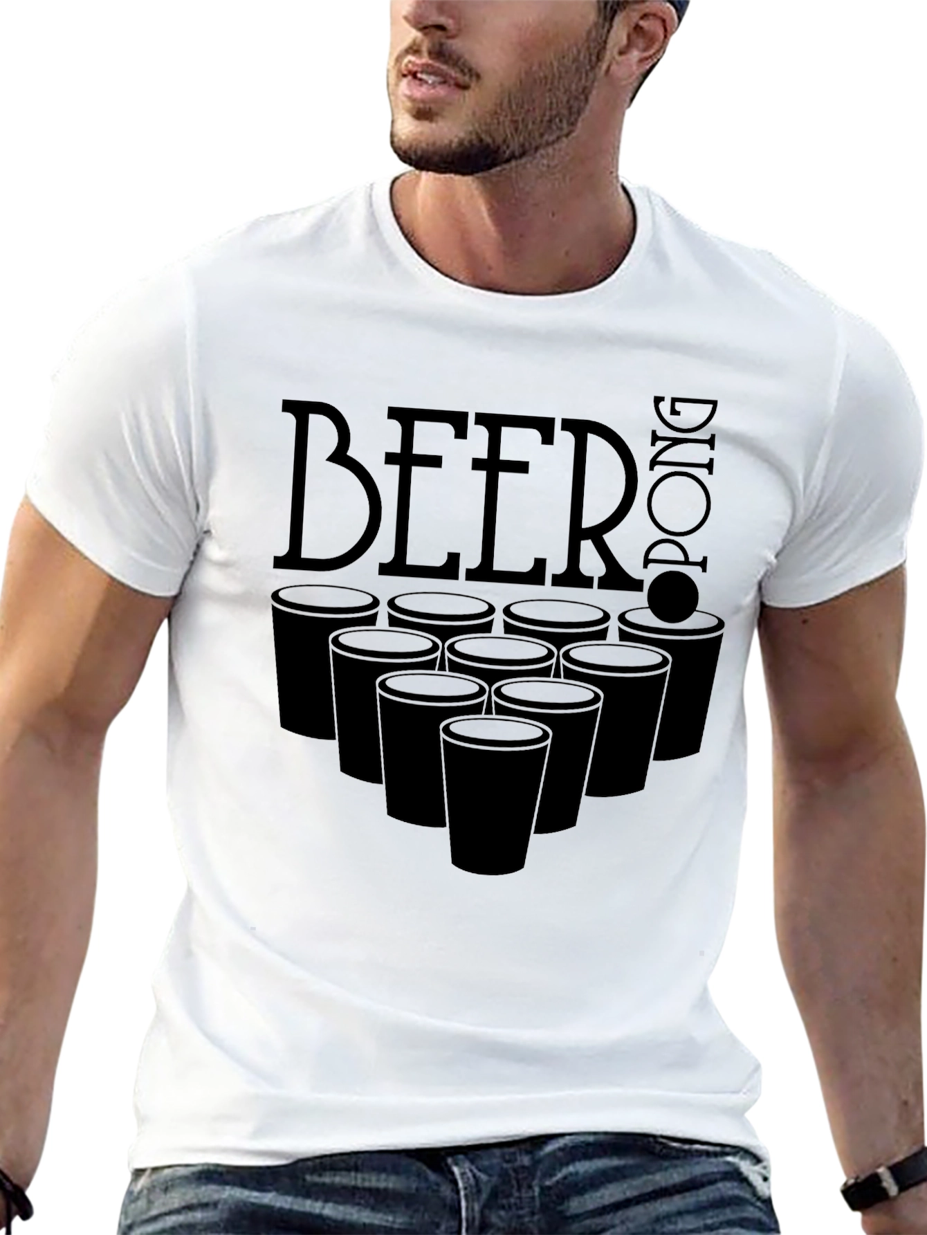 Black Beer Pong Graphic T-Shirt - Black Short Sleeve Tee view 13