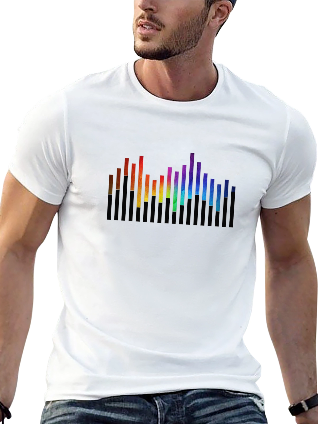 Black Rainbow Spectrum Graphic Black T-Shirt view 13