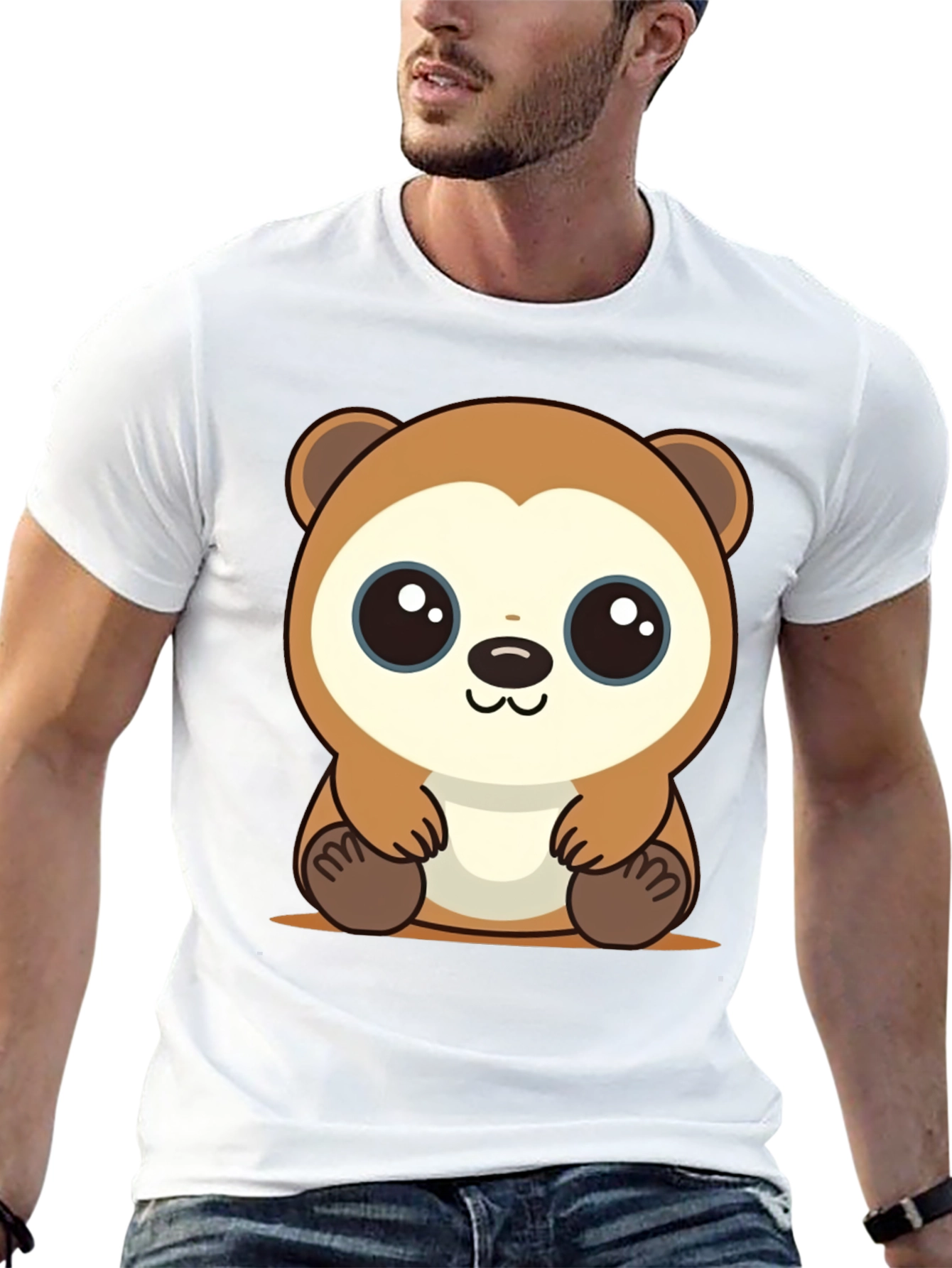 Black Cute Cartoon Otter Black T-Shirt view 13
