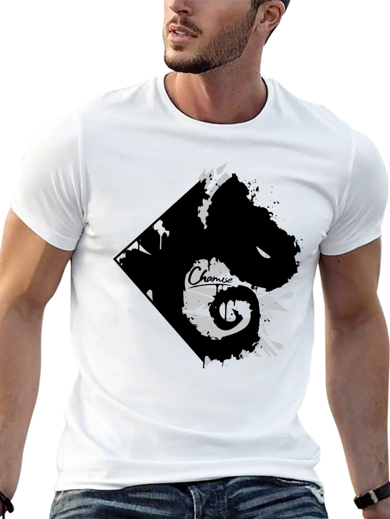 Black Edgy Graphic Tee - Black Cotton Blend view 13