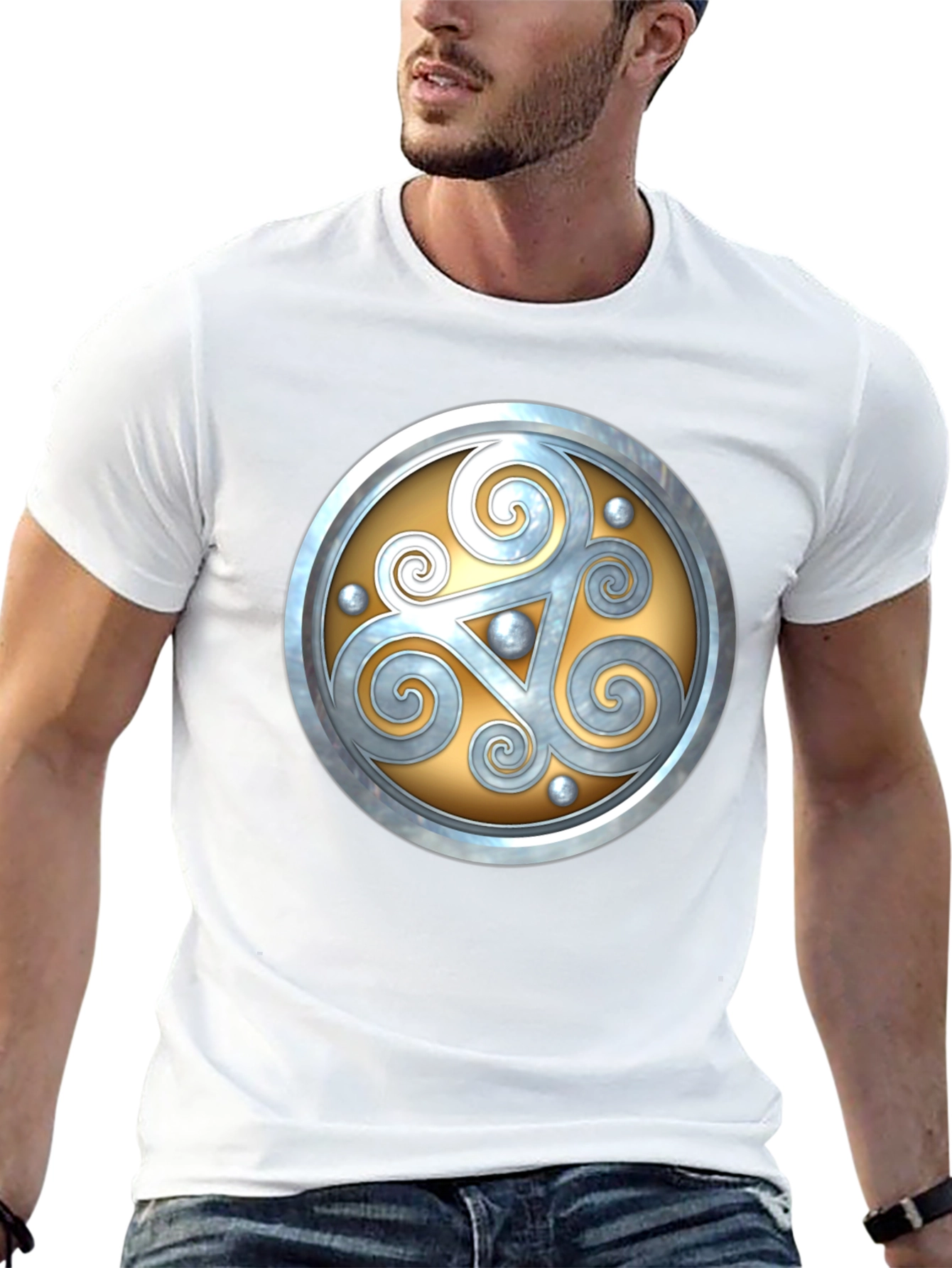 Black Celtic Shield Graphic Tee - Stylish Black Cotton T-Shirt view 13