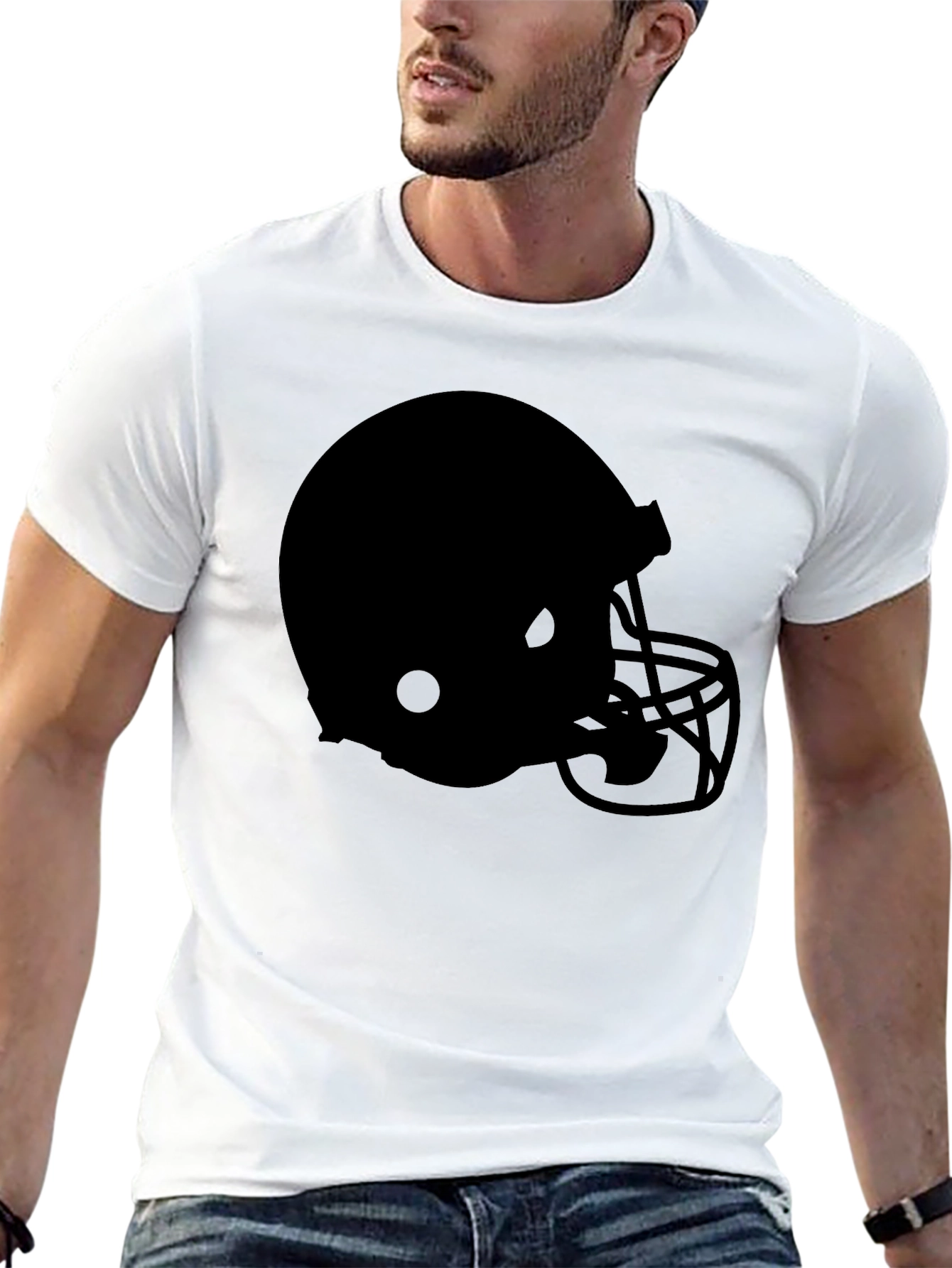 Black Black Football Helmet Graphic Tee - Sports Fan Apparel view 13