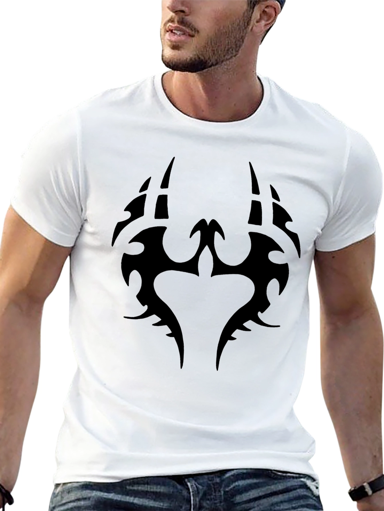 Black Men's Black Tribal Graphic T-Shirt view 13