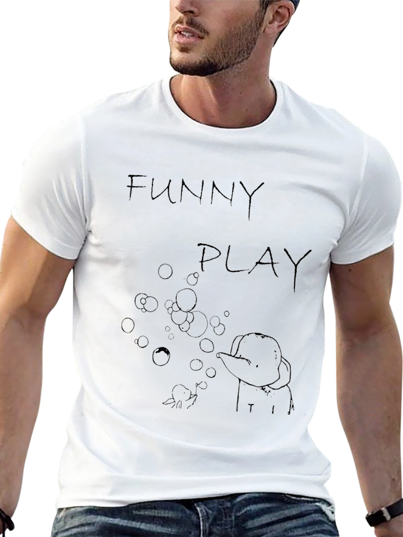 Black Funny Play Graphic T-Shirt - Black Casual Tee view 13