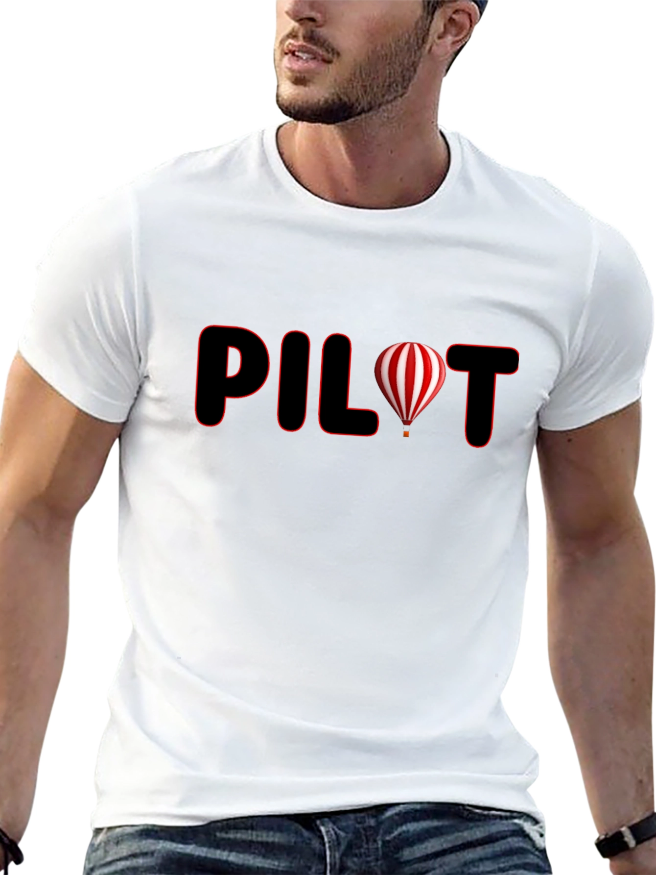 Black Pilot Hot Air Balloon Graphic Tee - Black view 13