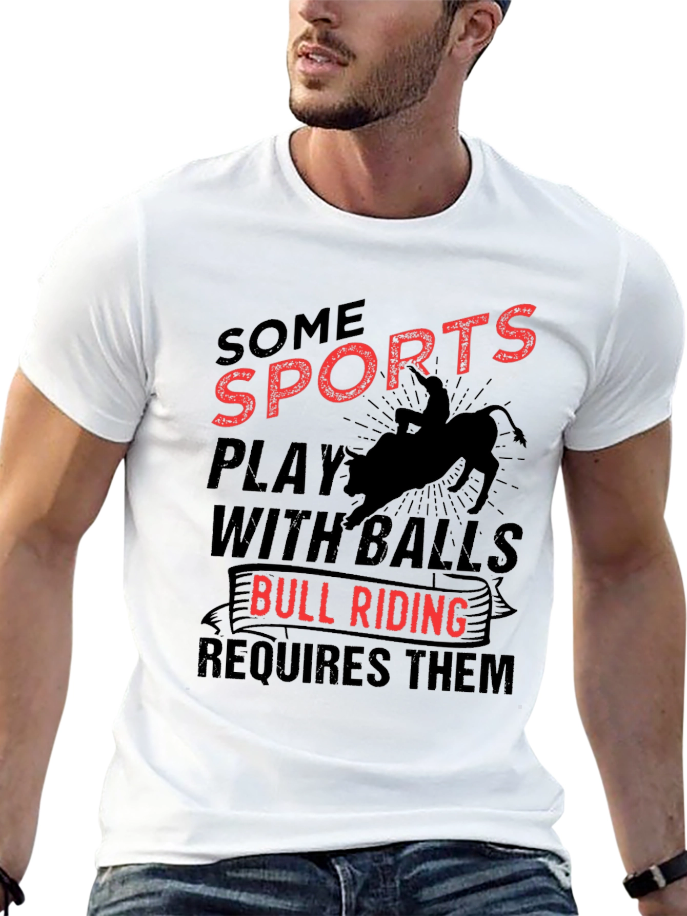 Black Bull Riding Balls T-Shirt Rodeo Cowboy Gift view 13