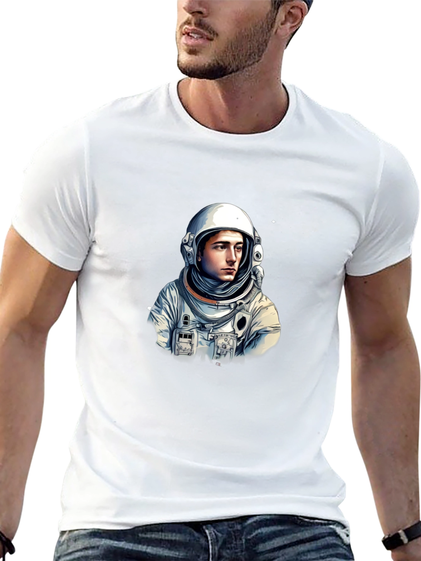 Black Astronaut Graphic Tee - Black Cotton Blend T-Shirt view 13