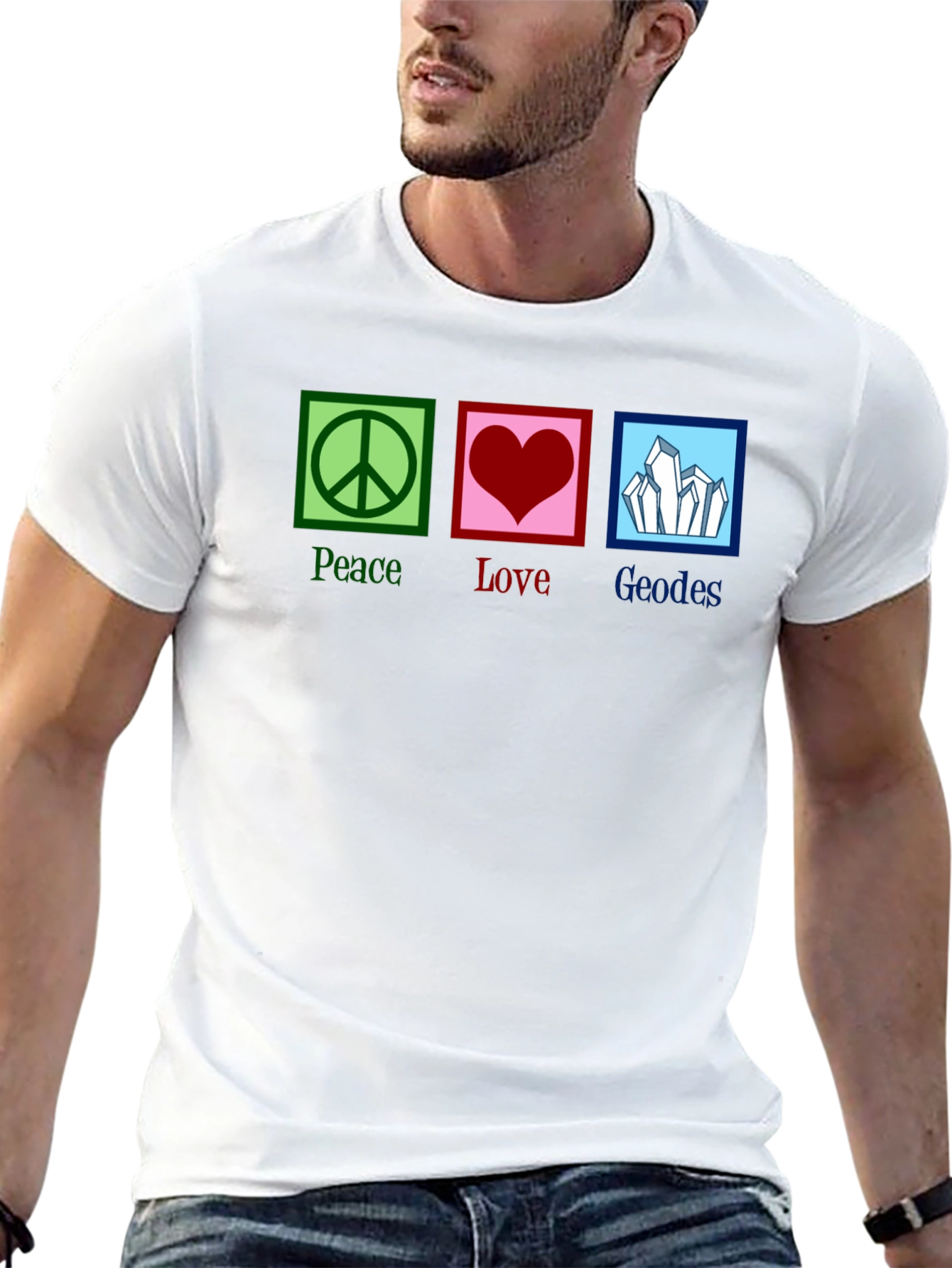 Black Peace Love Geodes Graphic Tee - Unisex Black T-Shirt view 13
