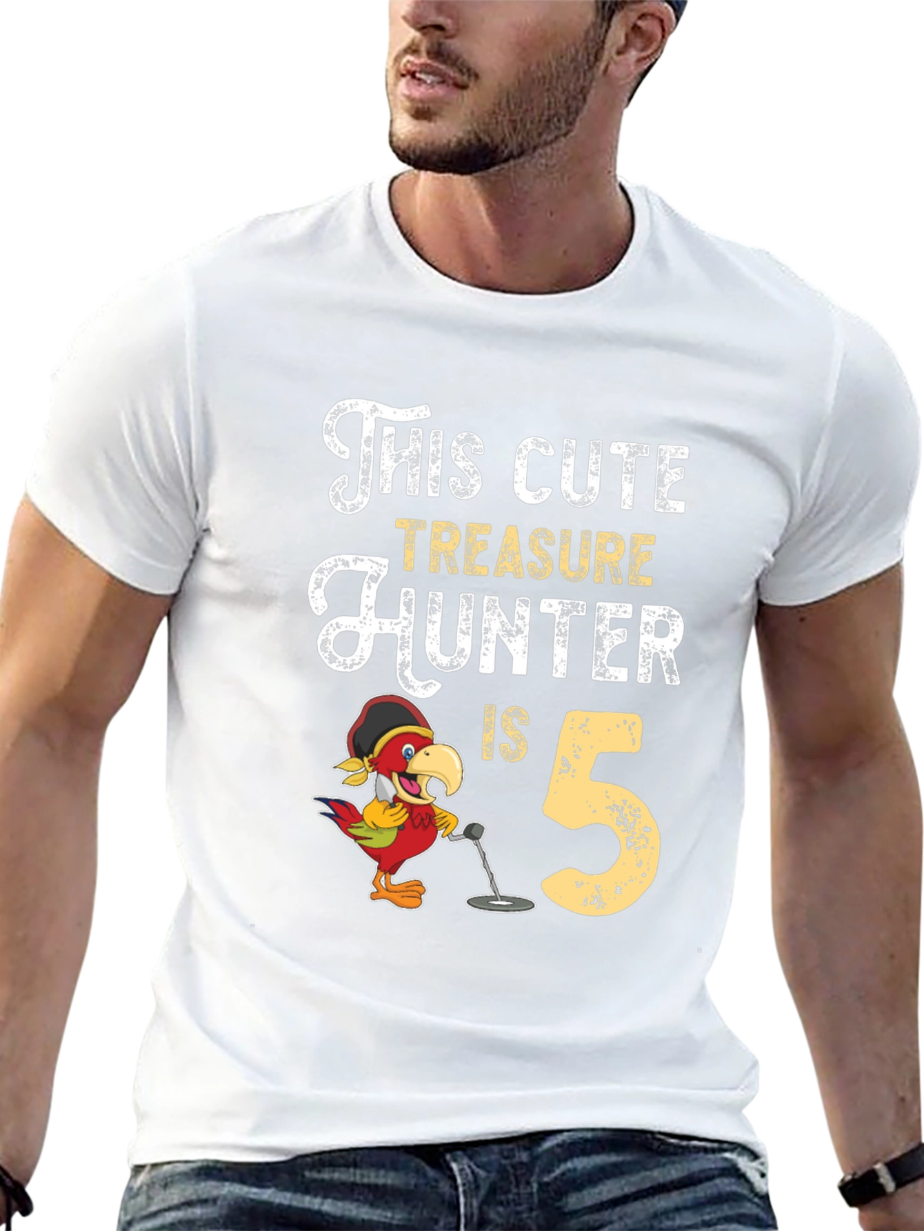 Black Cute Treasure Hunter 5th Birthday Black T-Shirt view 13