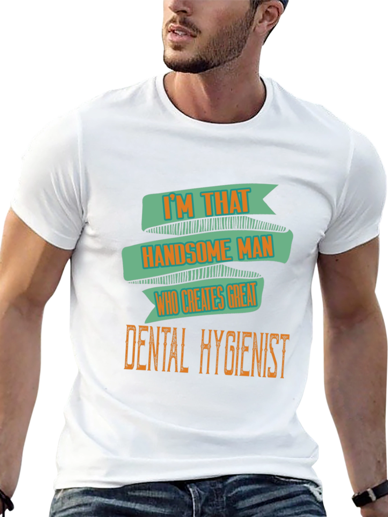 Black Handsome Dental Hygienist Men's Black T-Shirt view 13