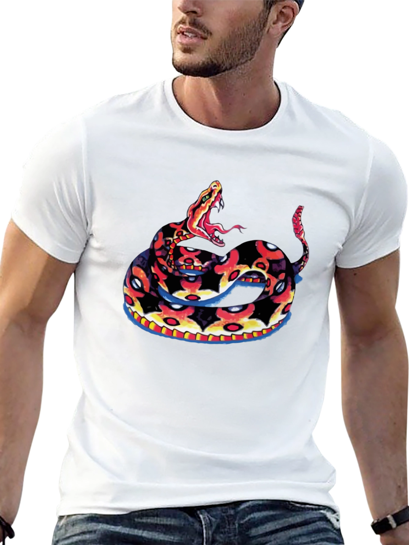 Black Black Tee with Rattlesnake Design view 13