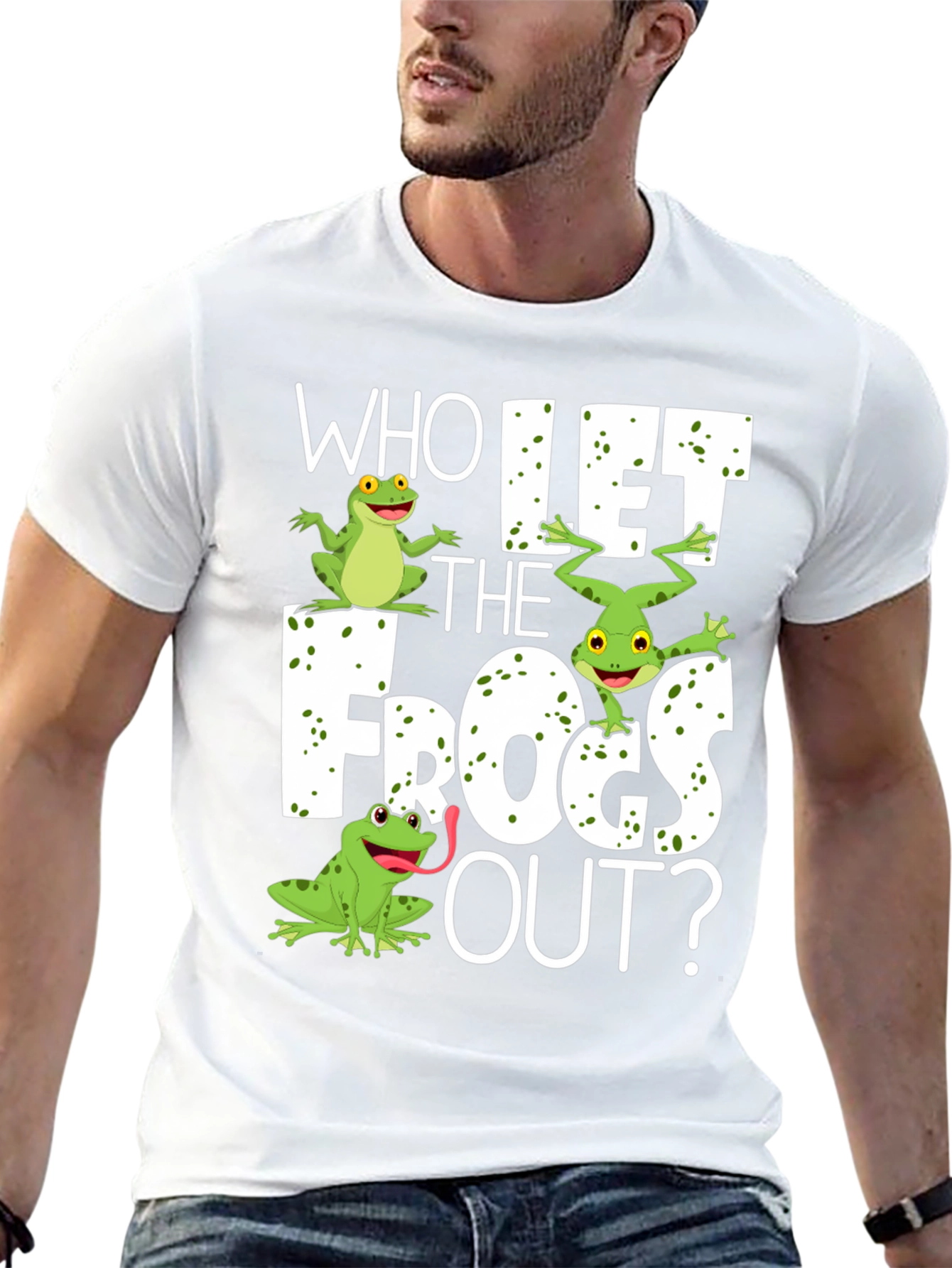 Black Who Let the Frogs Out? T-Shirt view 13