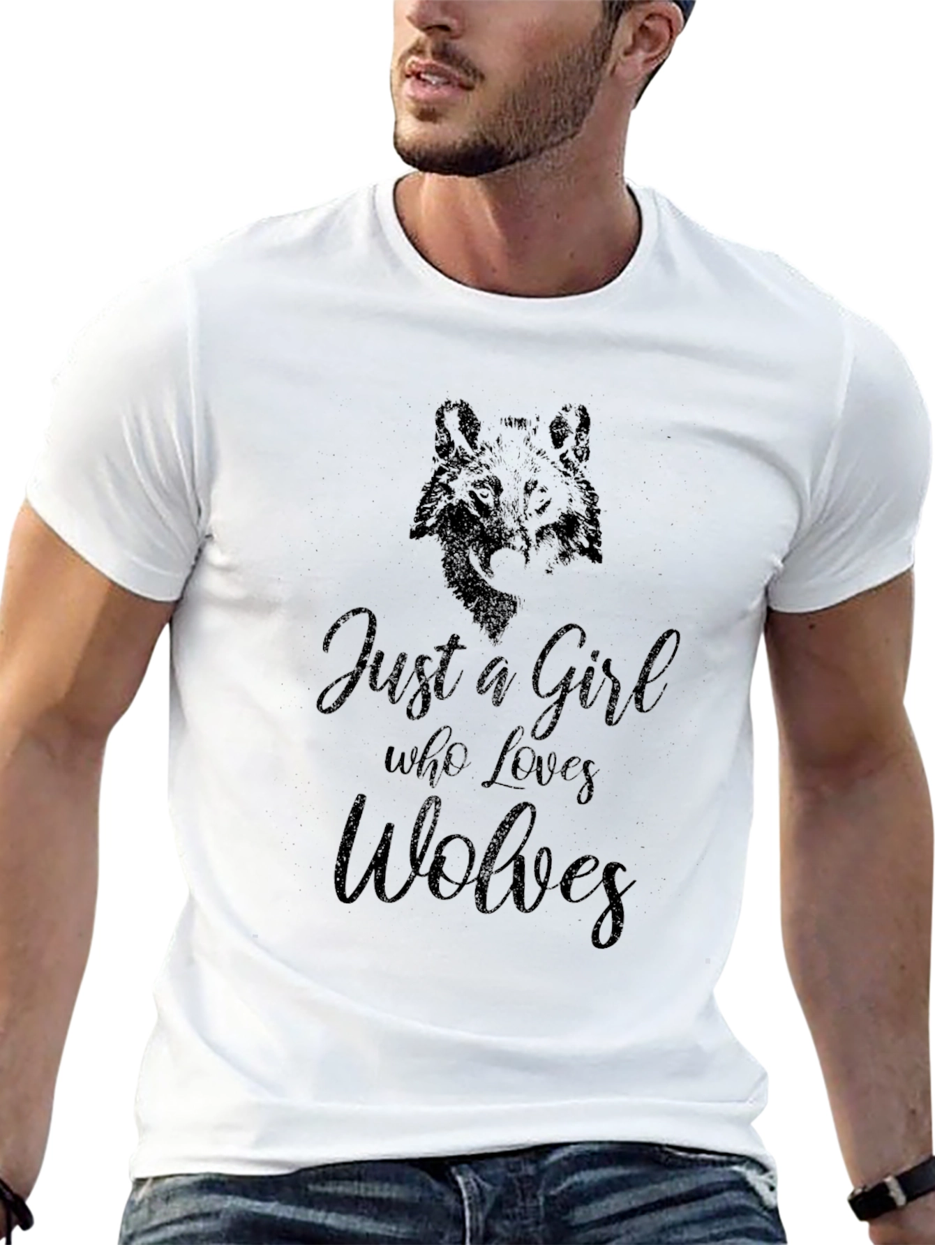Black Just A Girl Who Loves Wolves Black T-Shirt view 13