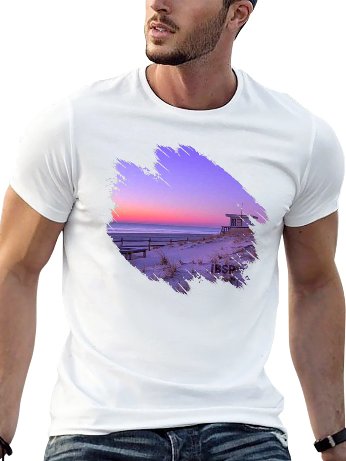 Black Sunset Beach Graphic Tee - Men's Black T-Shirt view 13