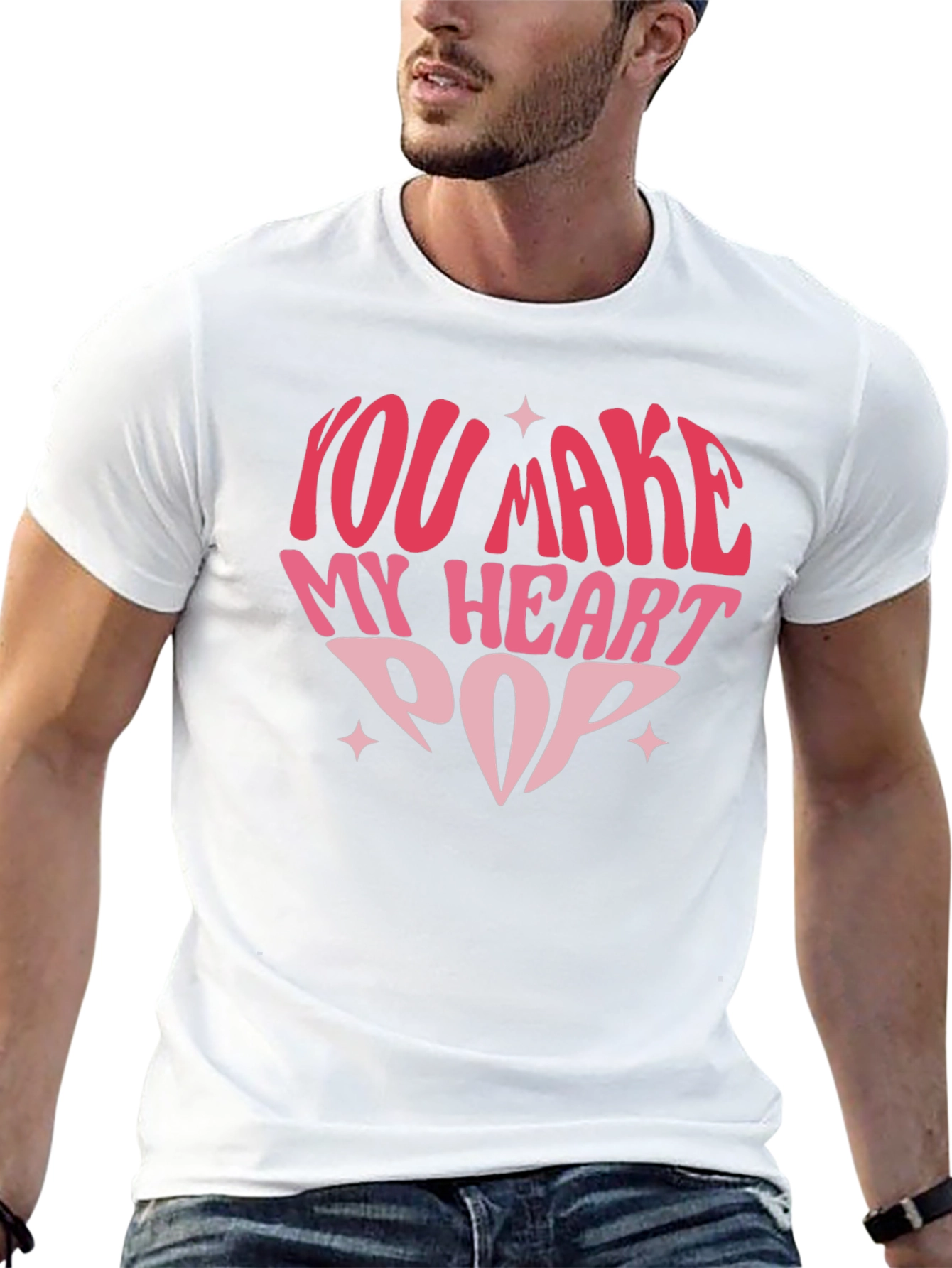 Black You Make My Heart Pop Graphic Tee - Black Unisex T-Shirt view 13