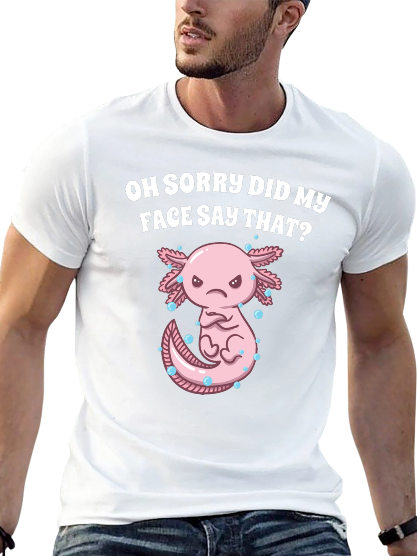 Black Funny Axolotl T-Shirt - Did My Face Say That? view 13