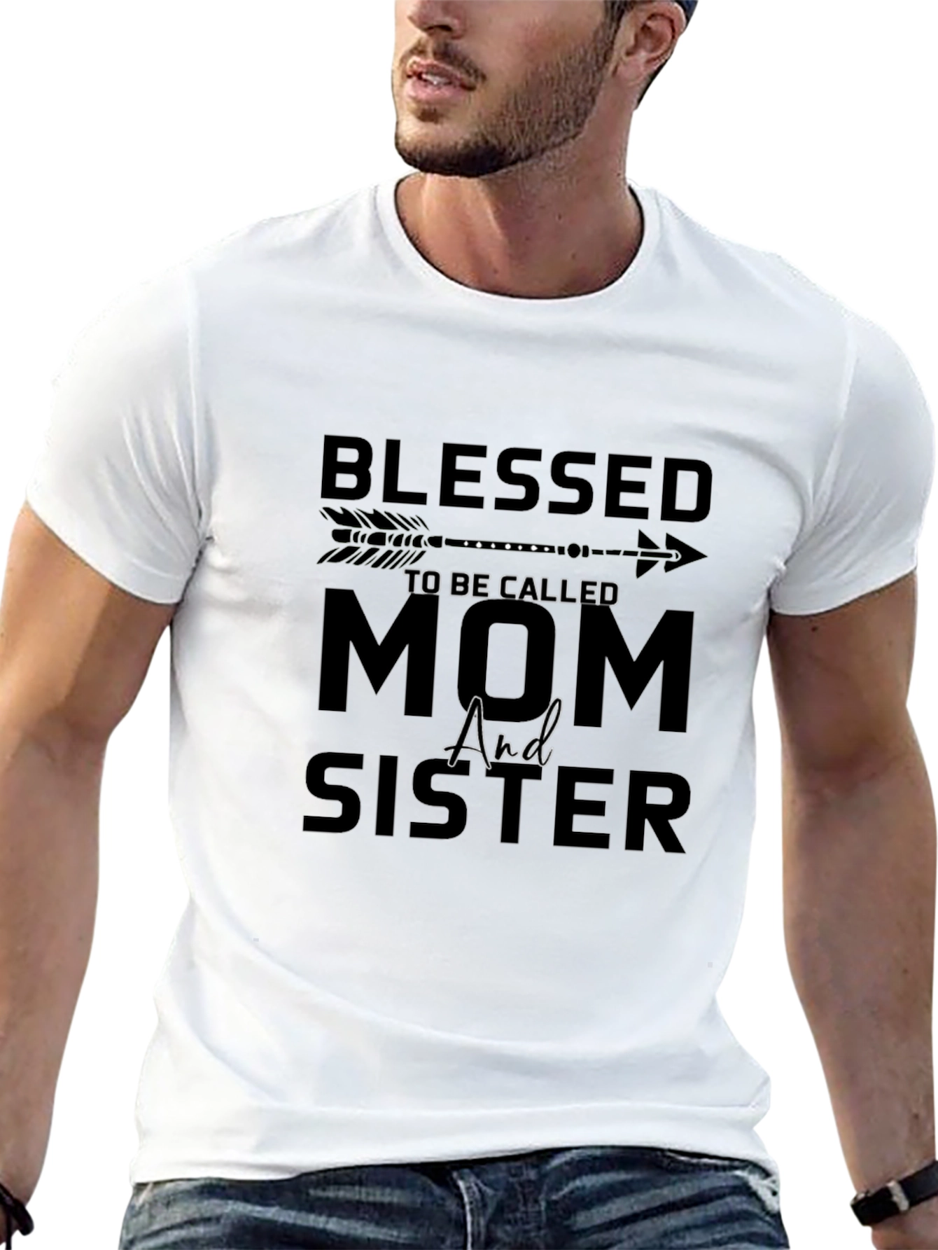 Black Blessed Mom & Sister Black T-Shirt view 13
