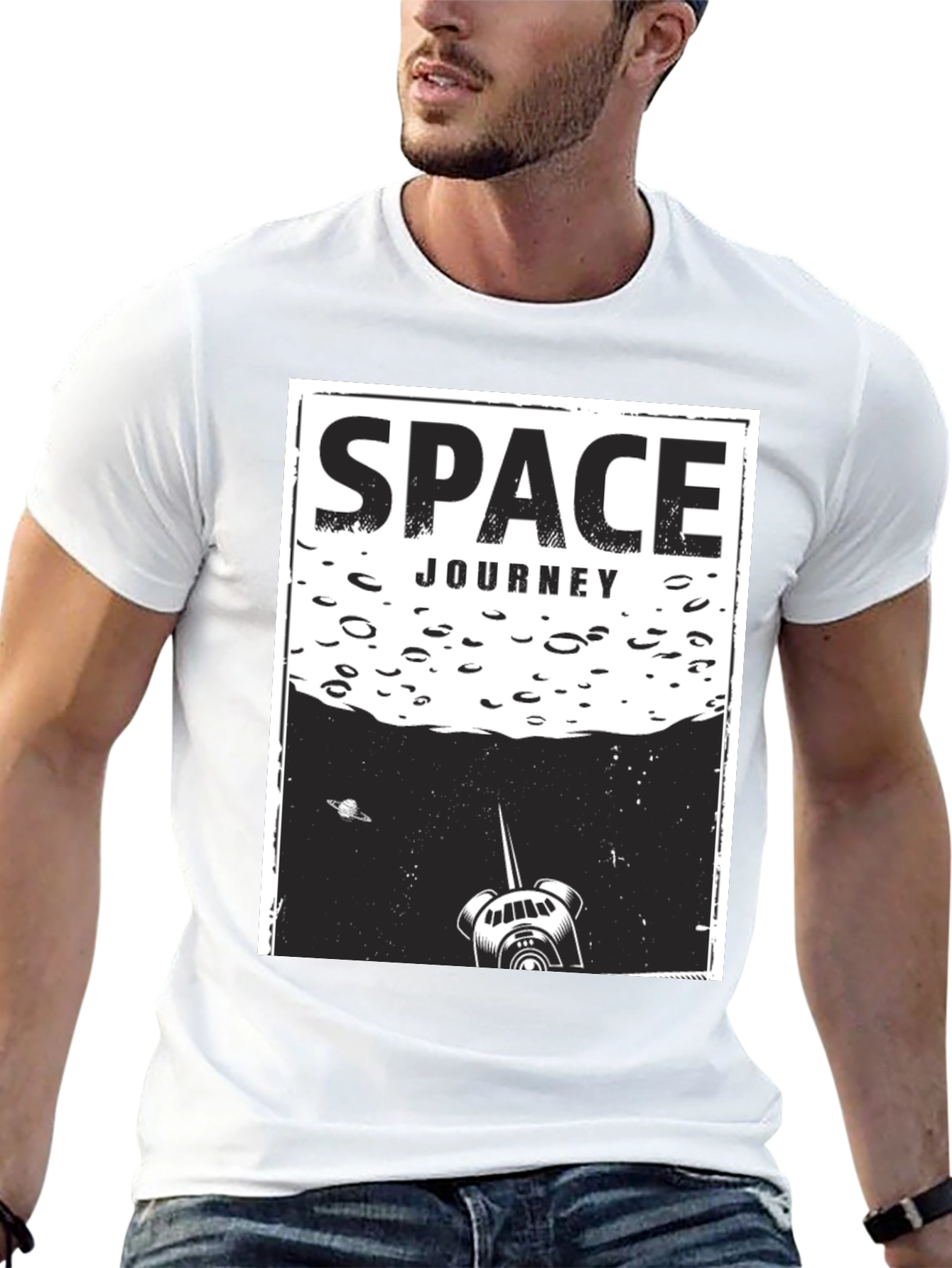 Black Space Journey Graphic T-Shirt - Unisex Black Tee view 13