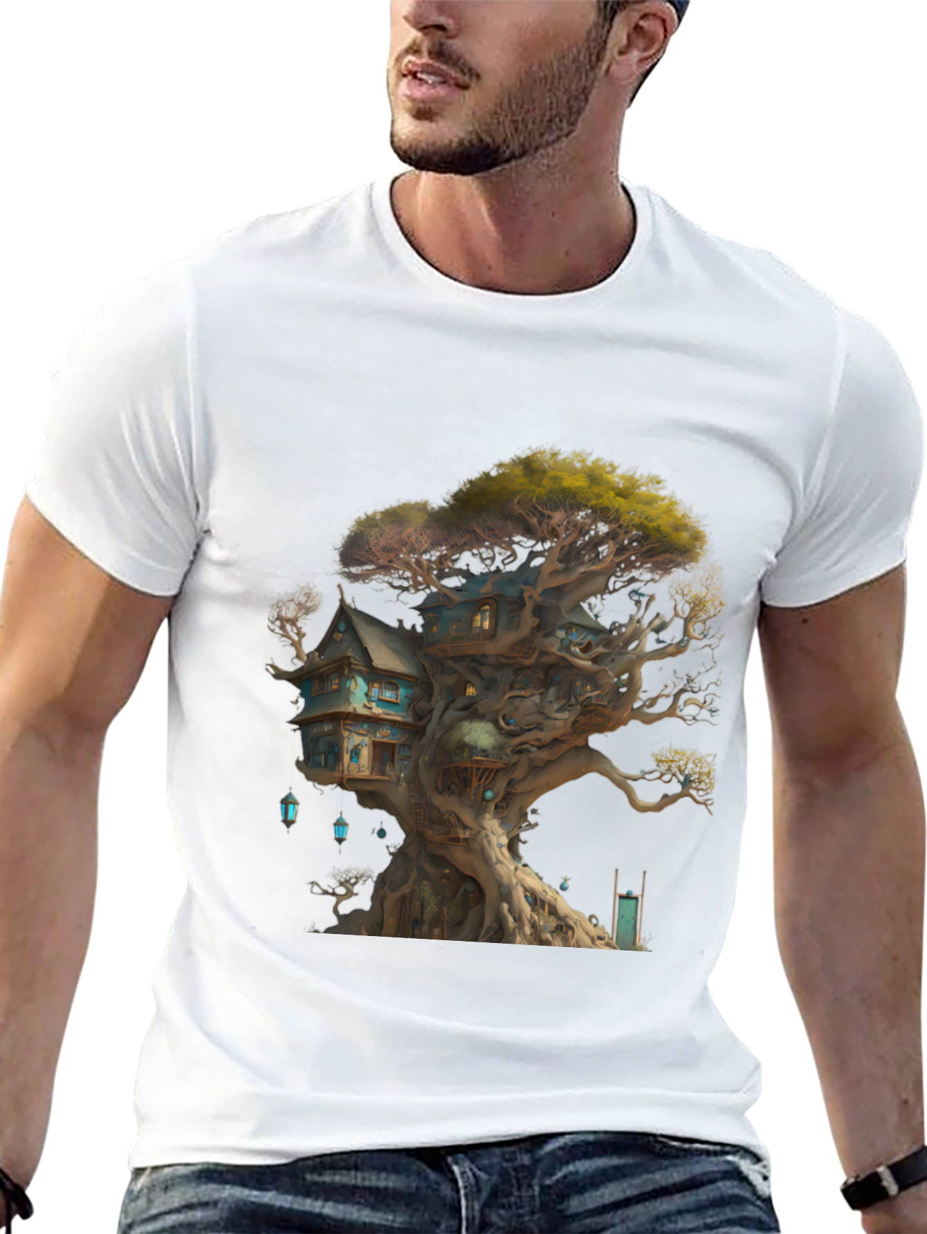 Black Enchanted Treehouse Graphic T-Shirt view 13
