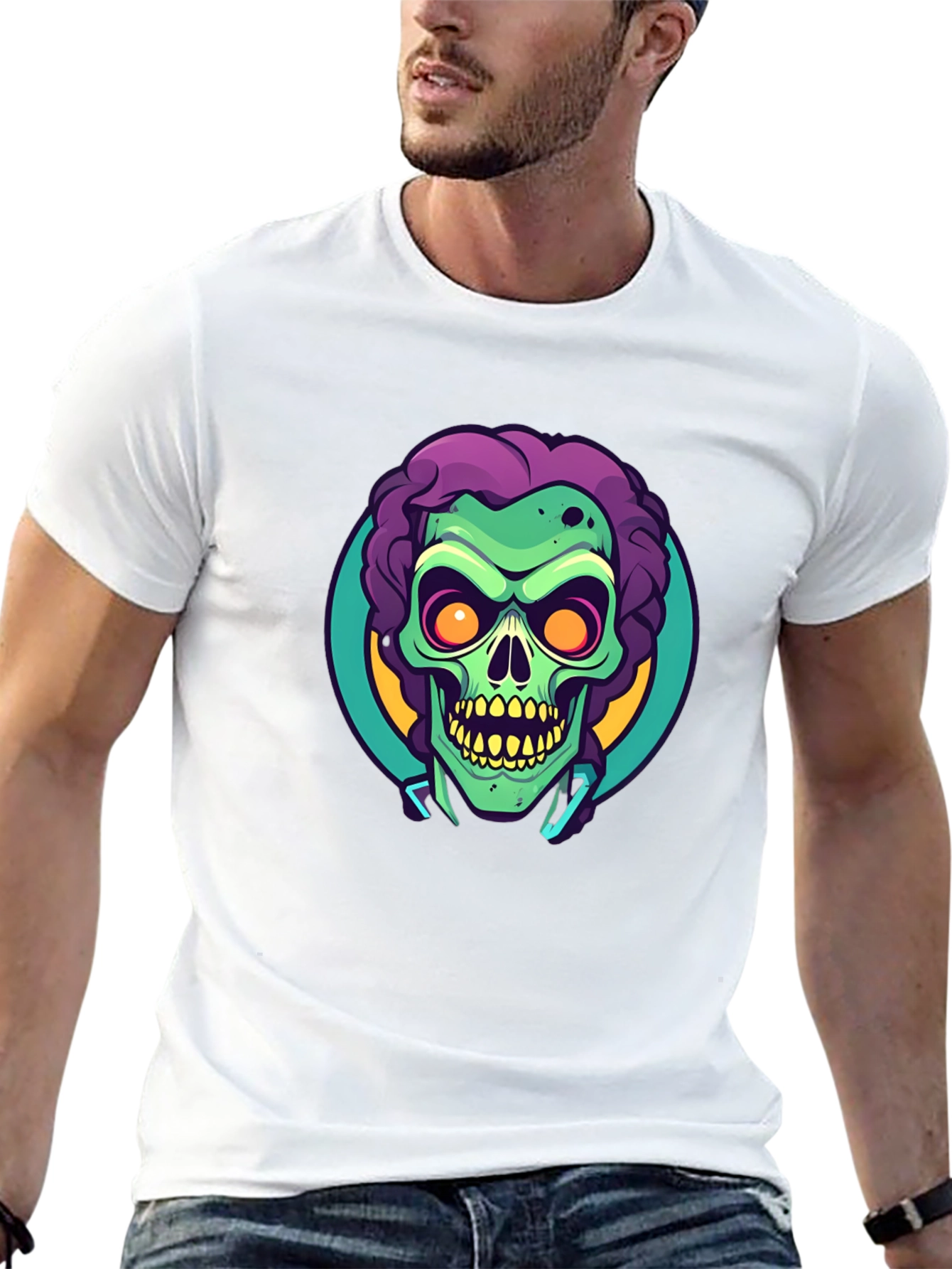 Black Zombie Head Graphic Tee - Unique Halloween Style view 13