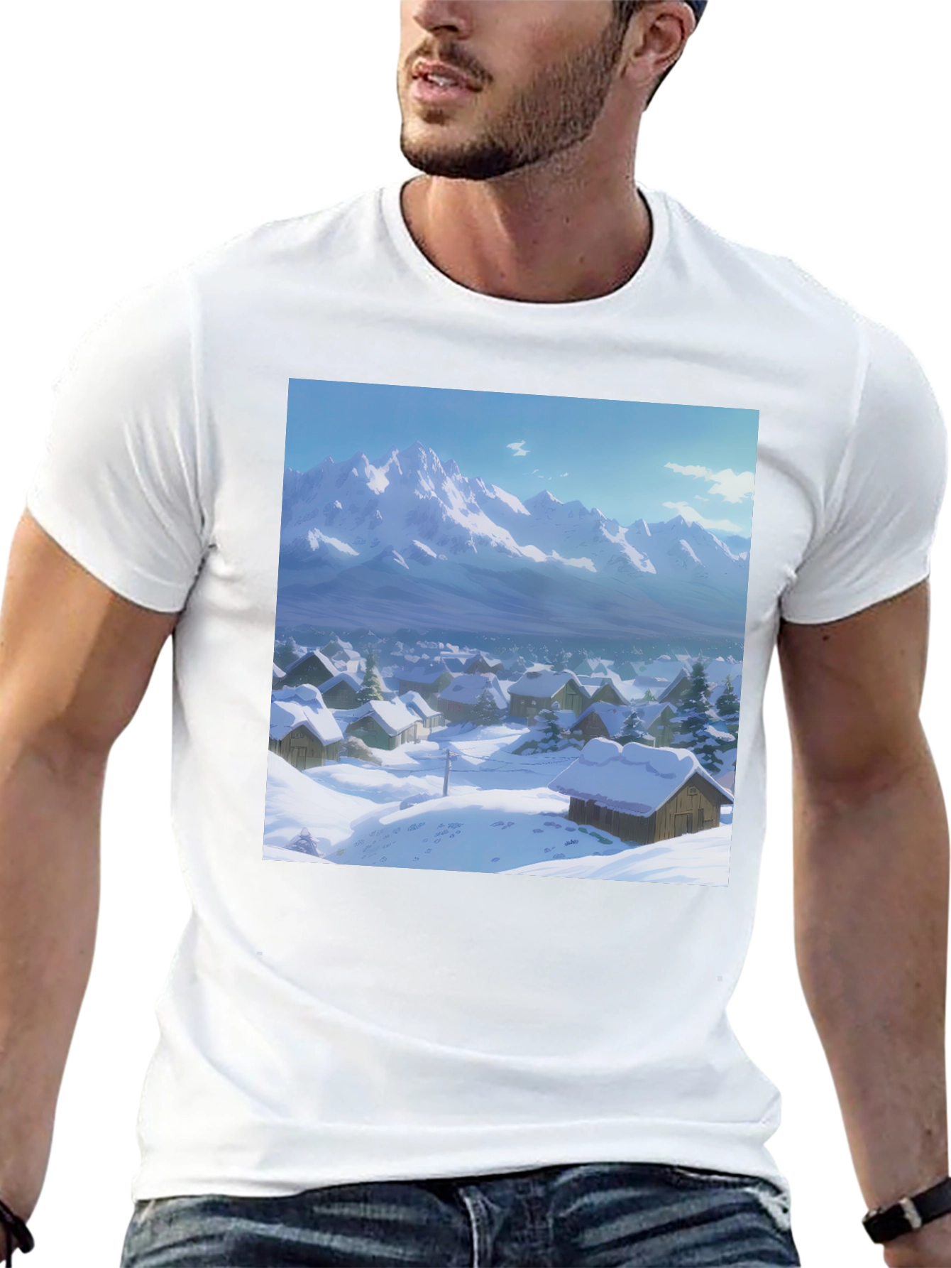 Black Winter Village Graphic Tee view 13