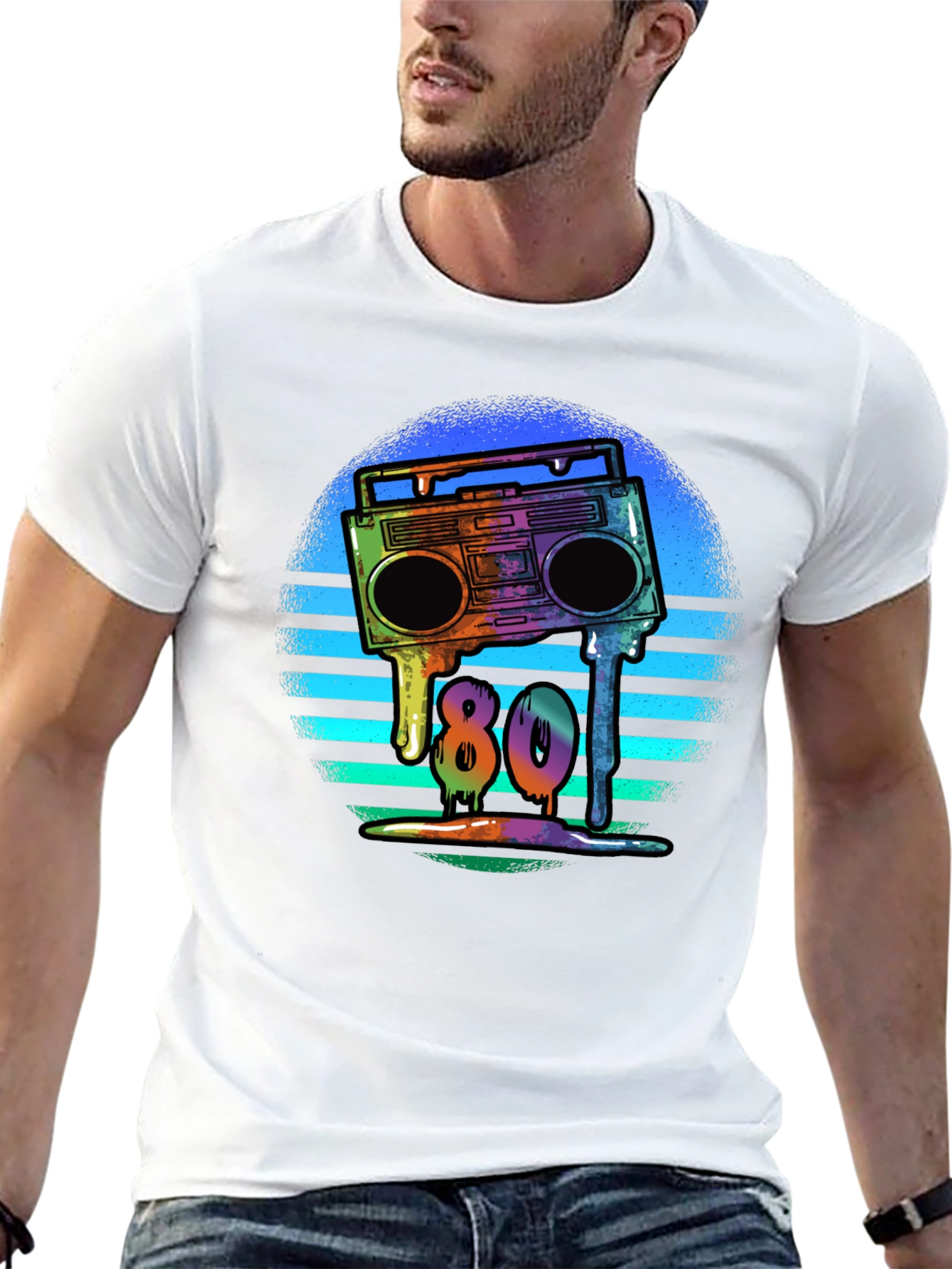 Black Retro 80s Boombox T-Shirt - Meltdown Design view 13
