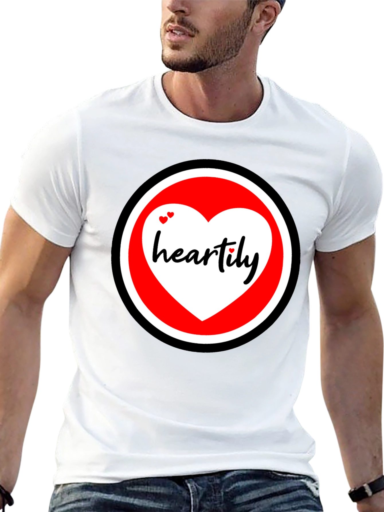 Black Heartily Graphic T-Shirt - Black Cotton Blend view 13