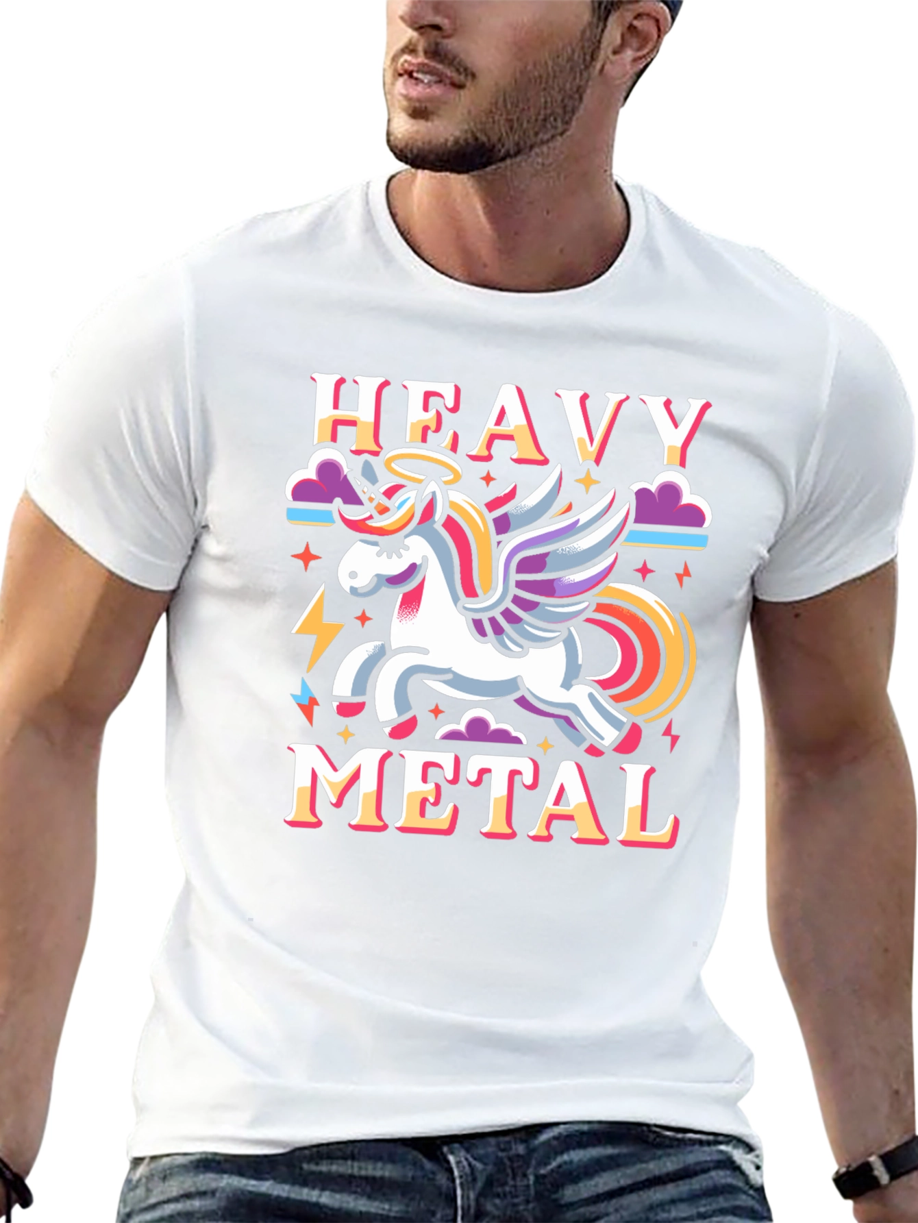 Black Heavy Metal Unicorn Graphic T-Shirt view 13