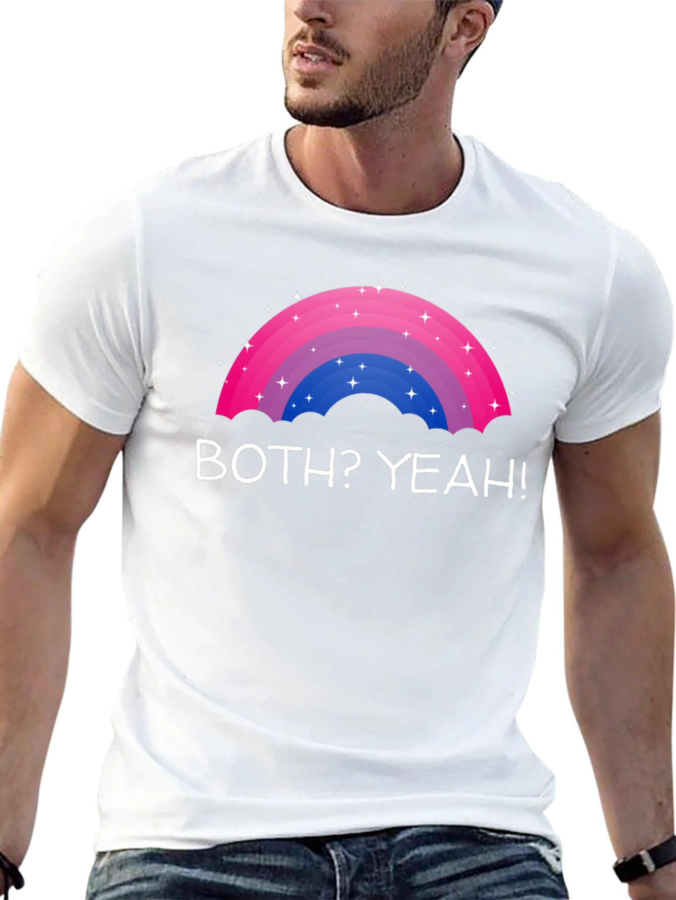 Black Bisexual Pride Rainbow T-Shirt - Both? Yeah! view 13