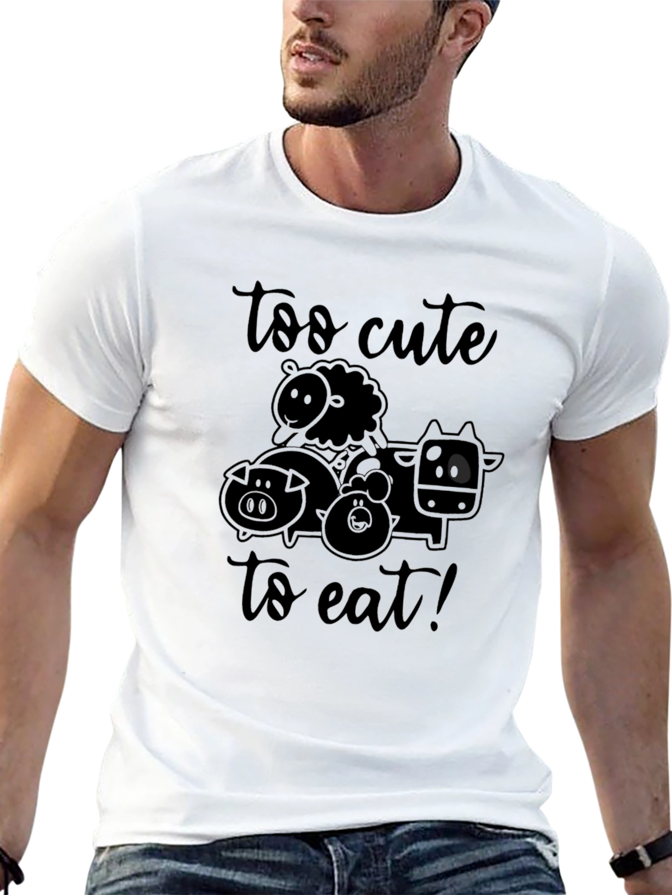 Black Too Cute to Eat Vegan T-Shirt view 13