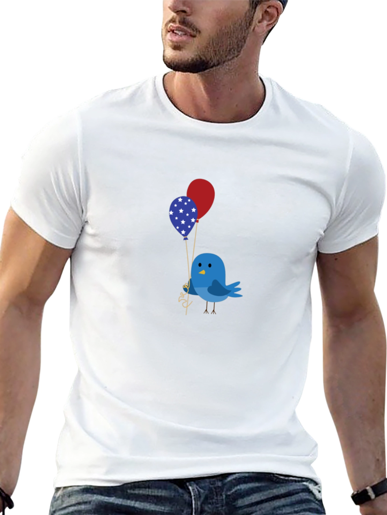 Black Bird with Balloons Graphic Tee view 13
