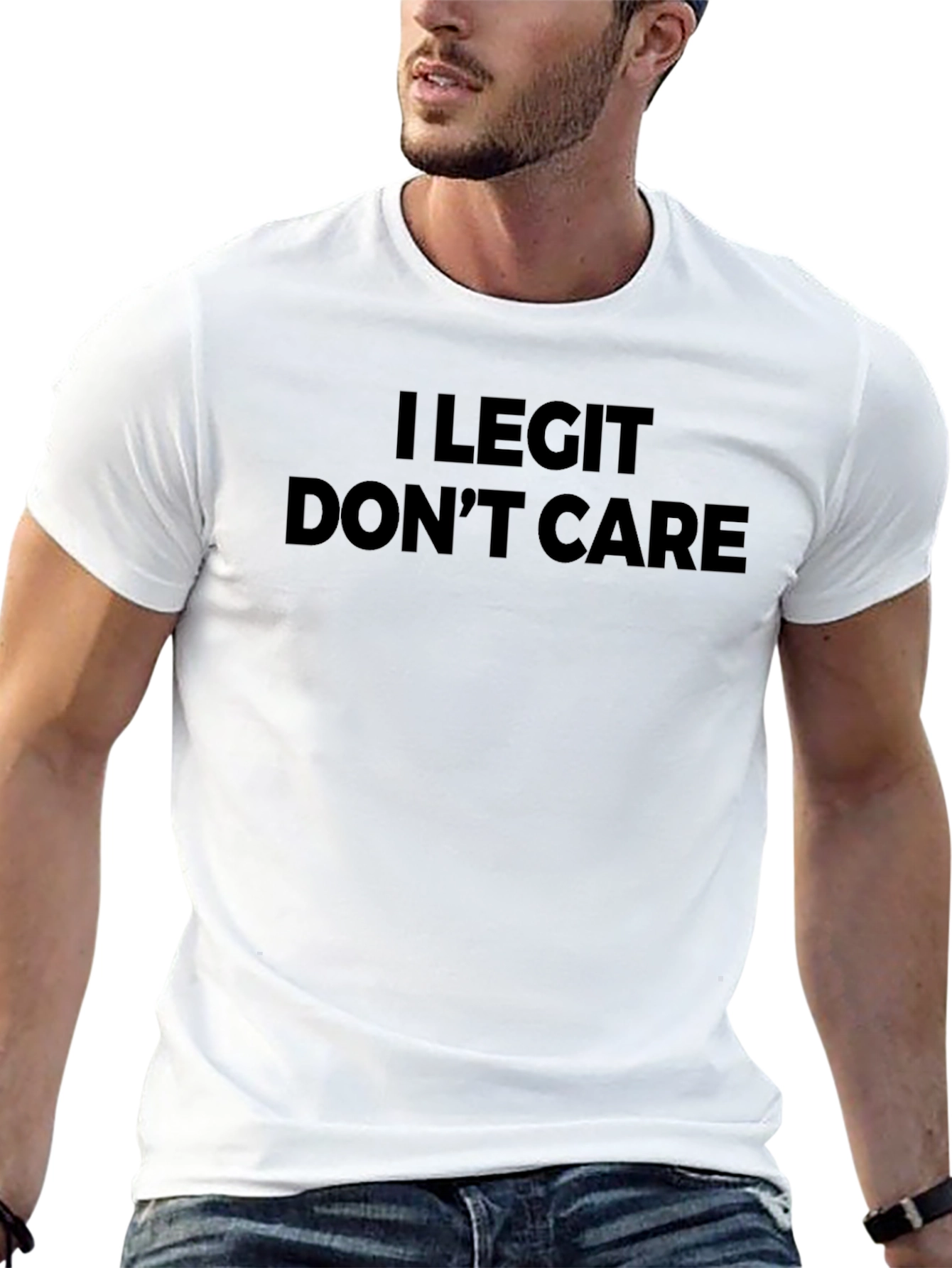 Black I Legit Don't Care Graphic Tee - Black Unisex T-Shirt view 13