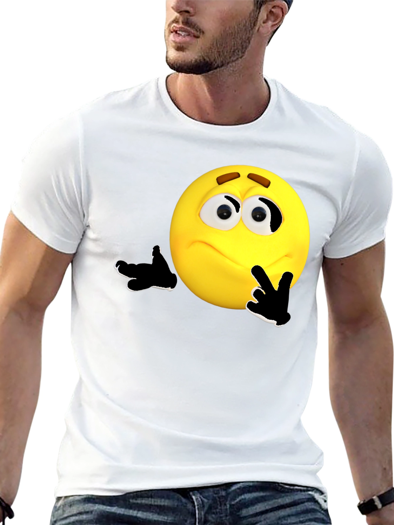 Black Thinking Emoji Graphic T-Shirt view 13
