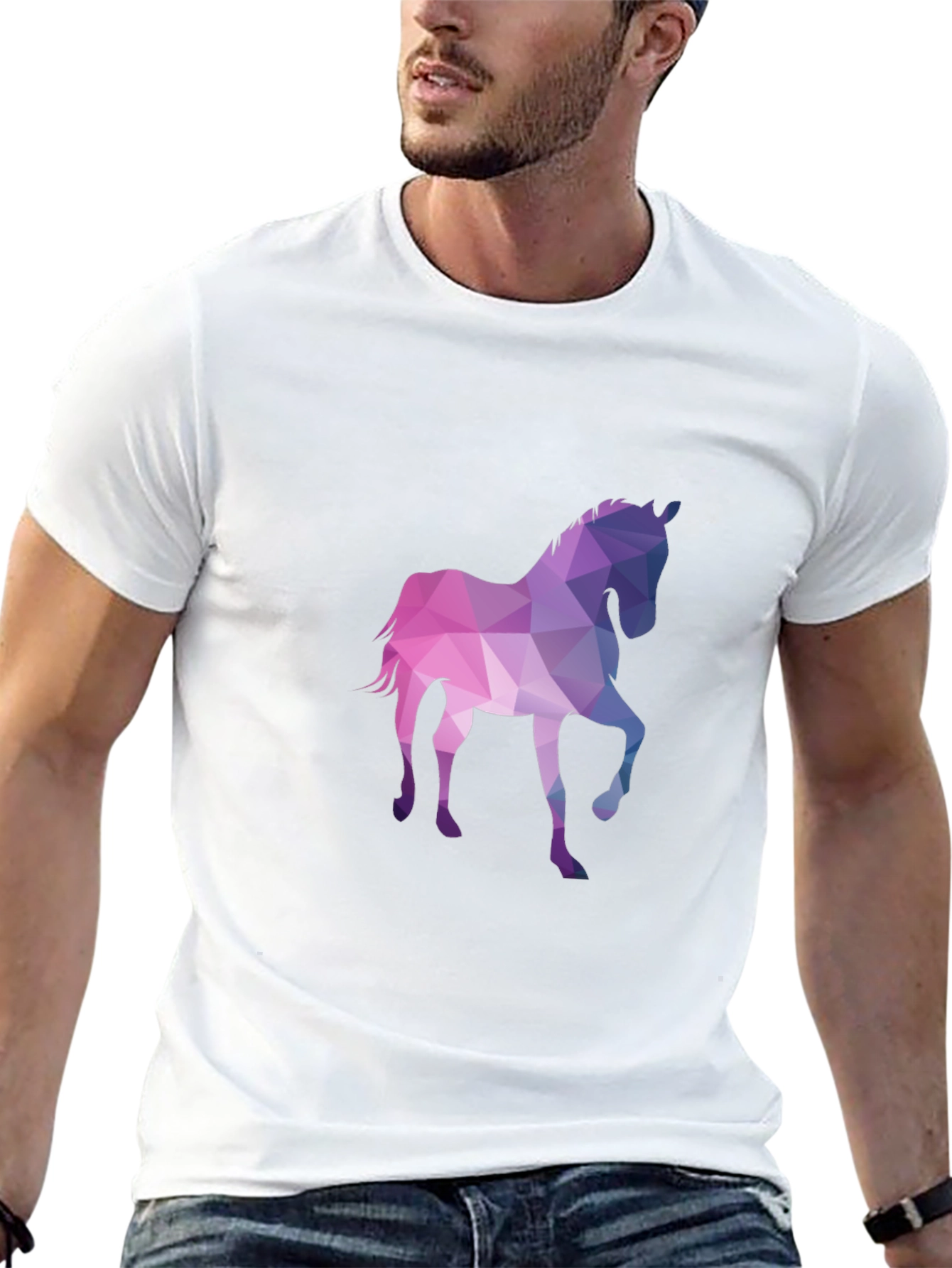Black Geometric Horse Graphic Tee view 13
