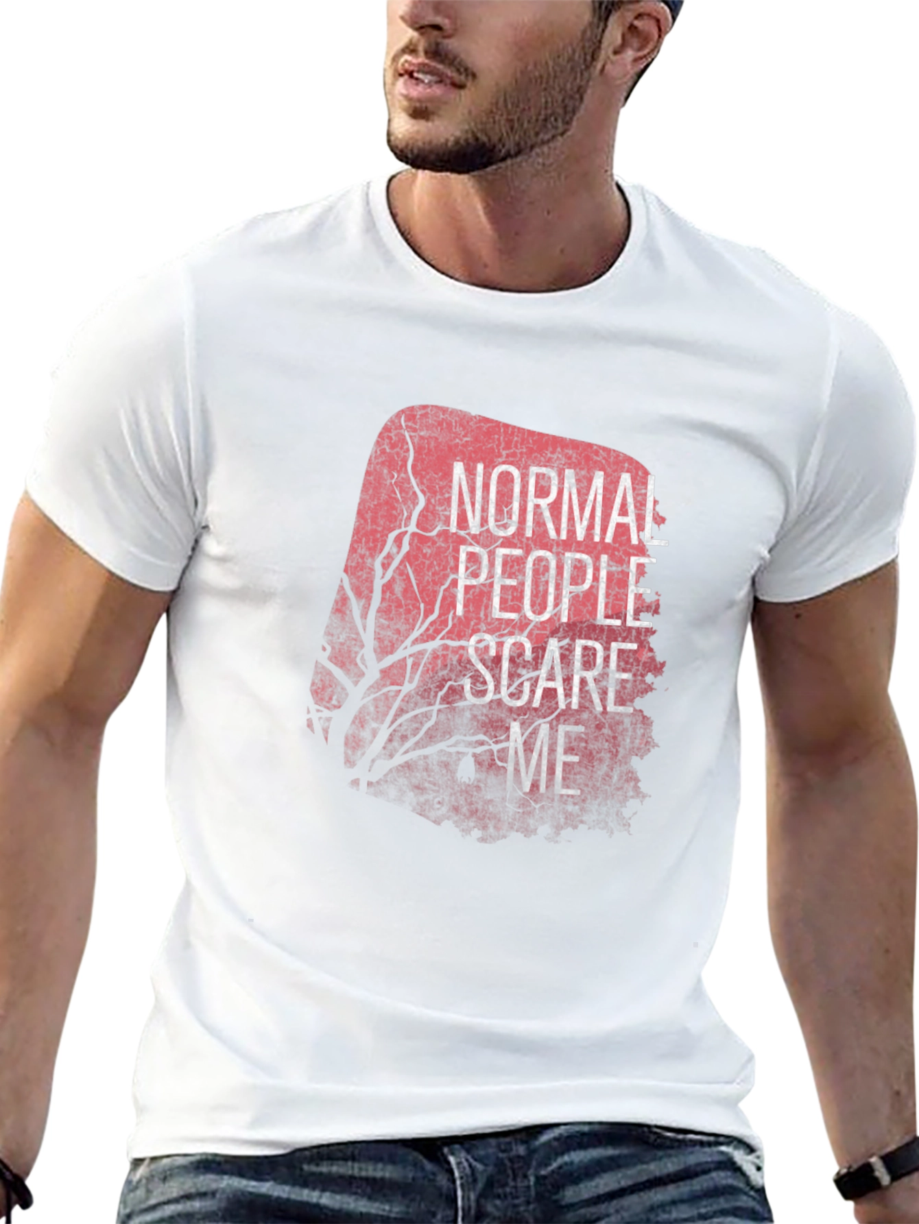 Black Normal People Scare Me Black Tee view 13