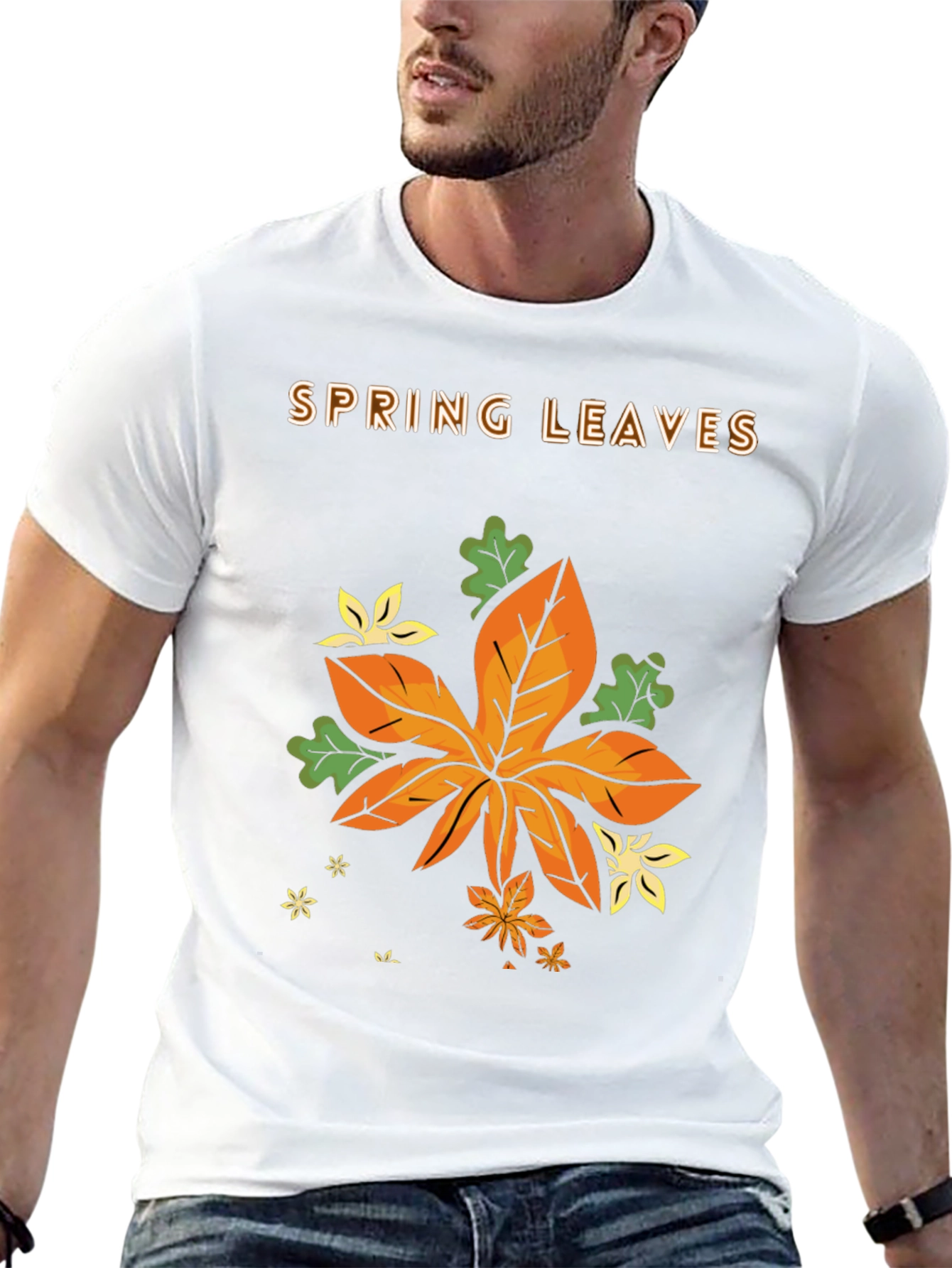 Black Spring Leaves Graphic T-Shirt view 13