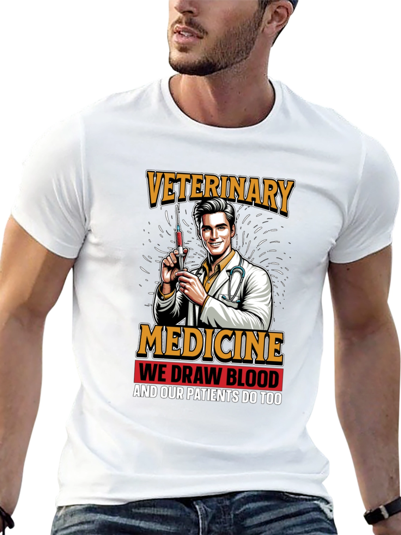 Black Veterinary Medicine We Draw Blood Graphic T-Shirt view 13