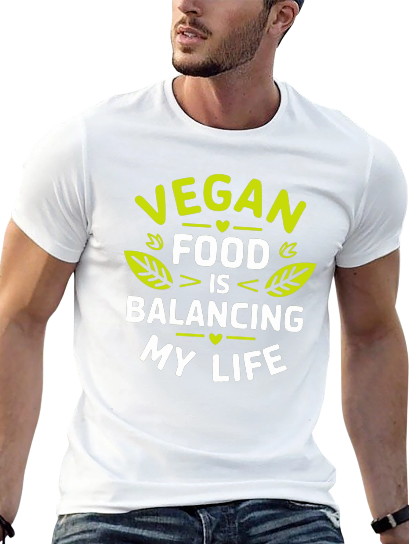 Black Vegan Food Balancing Life Graphic T-Shirt view 13