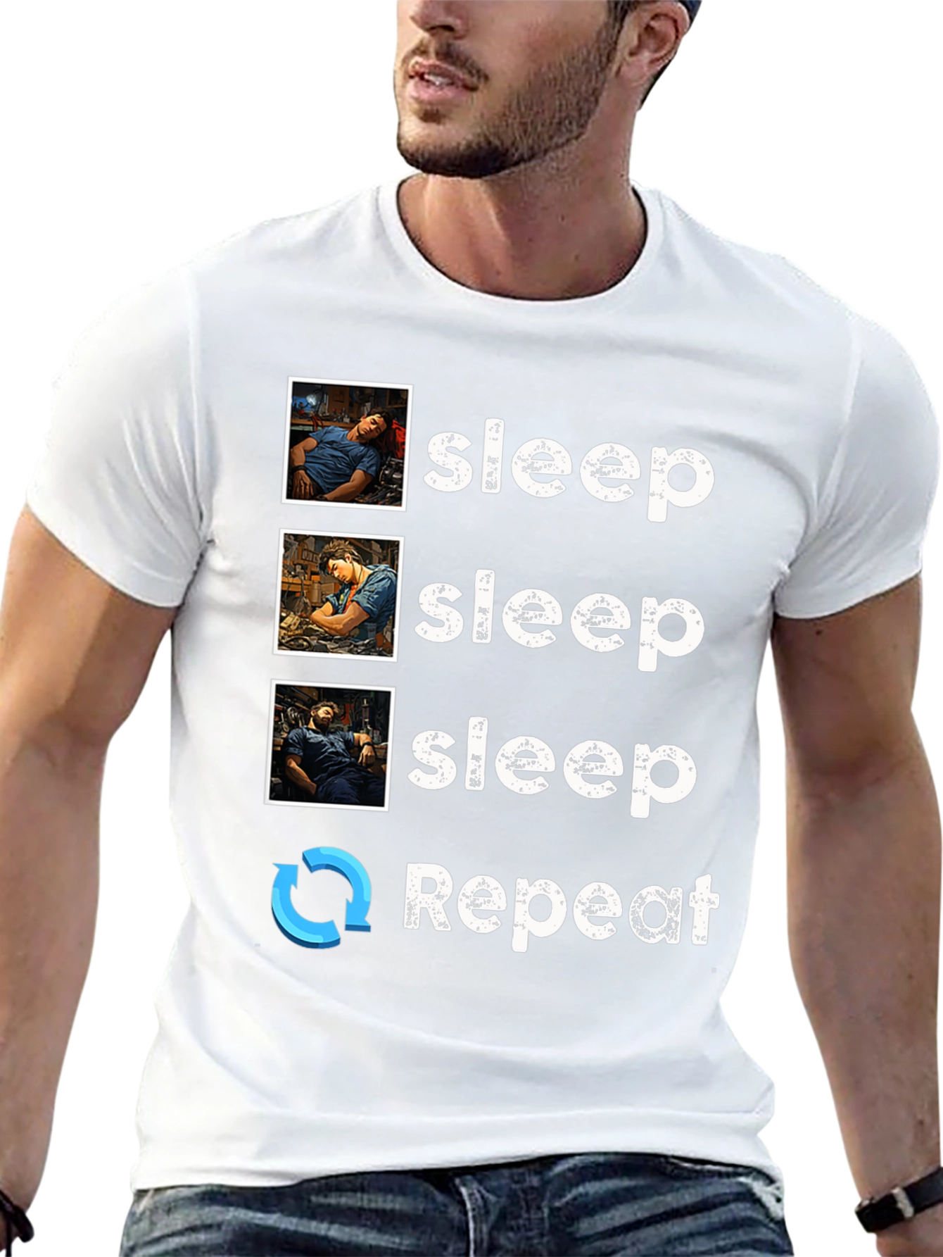 Black Sleep Technician T-Shirt - Sleep Repeat view 13